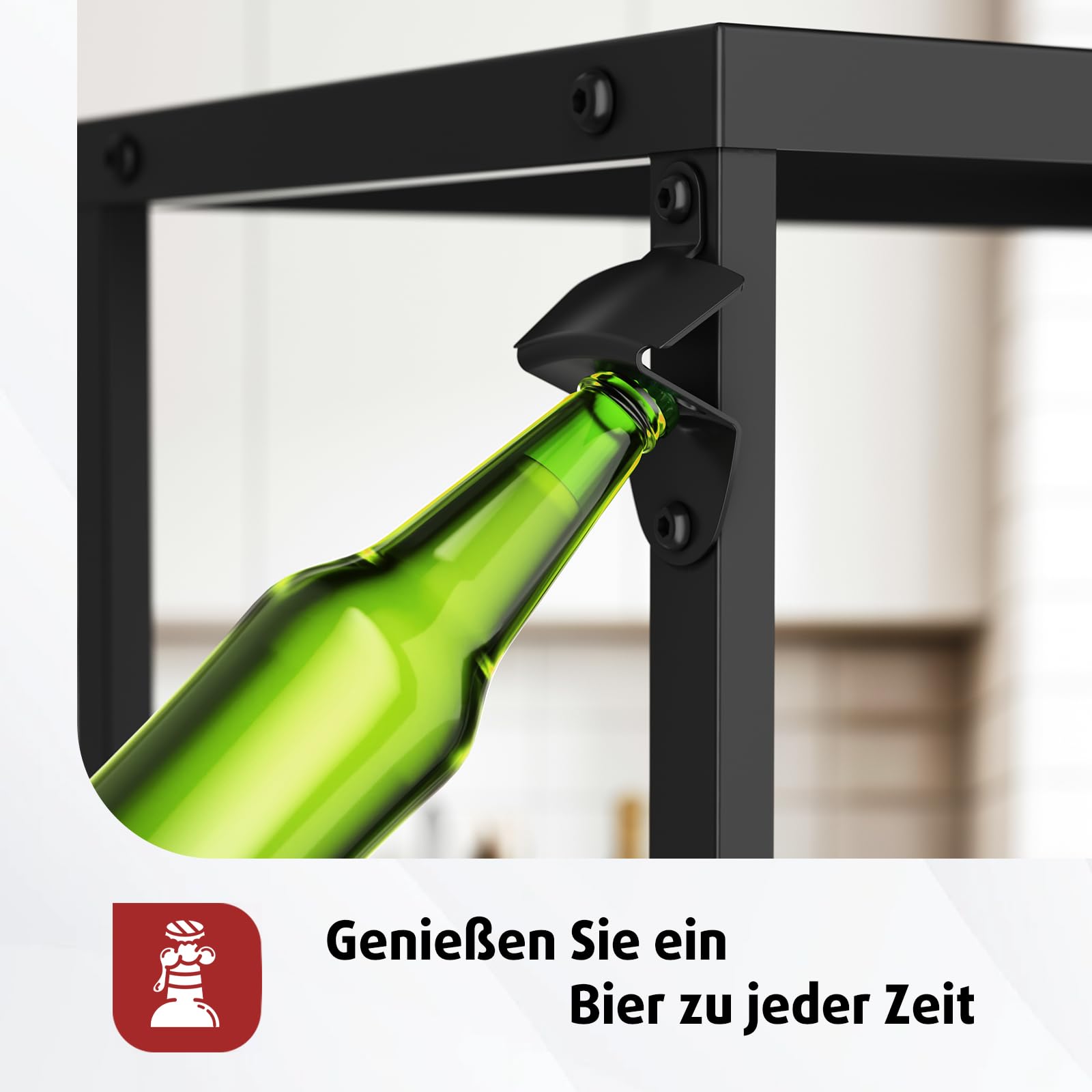 Black Metal Beverage Crate Rack - Adjustable 6-8 Crate Storage (103cm, with Cover Plate)​