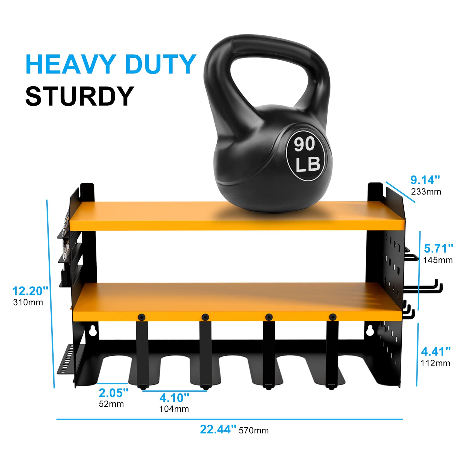 5-Slot Wall-Mounted Drill Organizer - Heavy-Duty Metal Rack for Garage/Warehouse