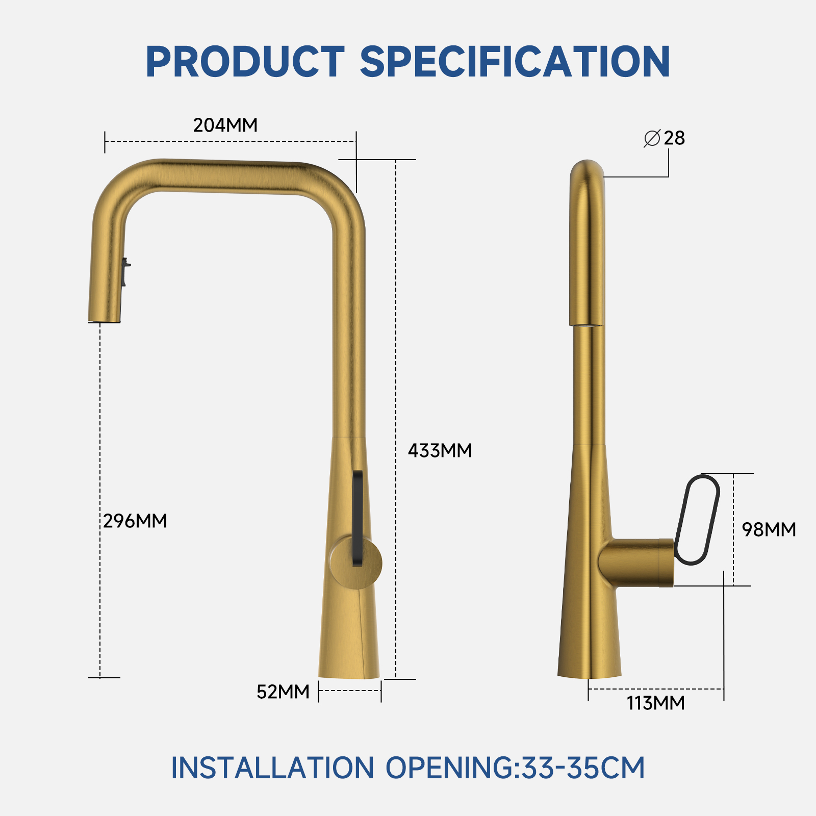 7-Shape Pull-Down Kitchen Faucet (Model: KP3808L)