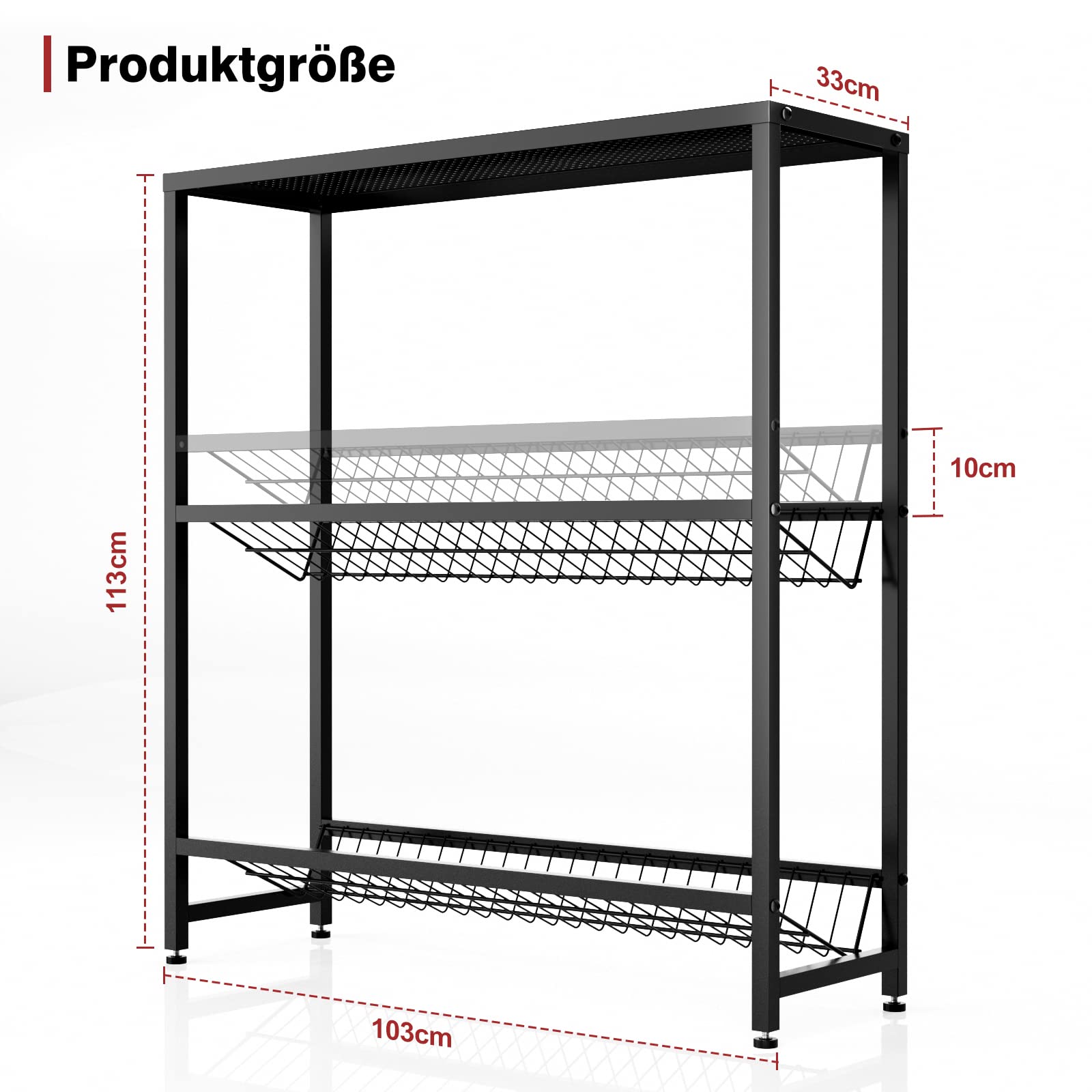 Black Metal Beverage Crate Rack - Adjustable 6-8 Crate Storage (103cm, with Cover Plate)​