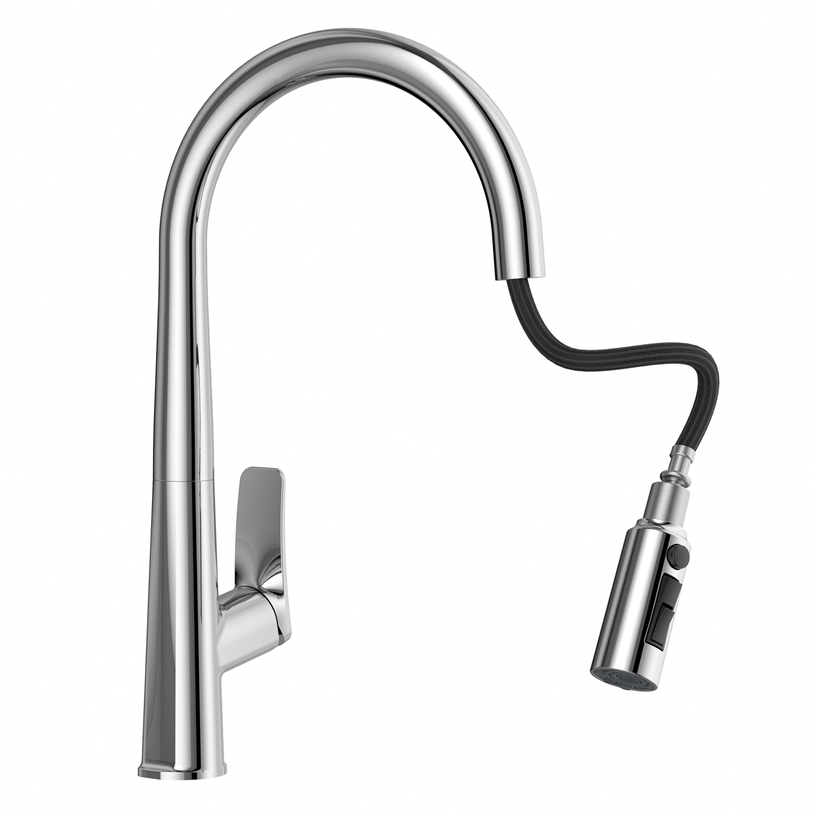 Flower-Pattern Pull-Down Kitchen Faucet