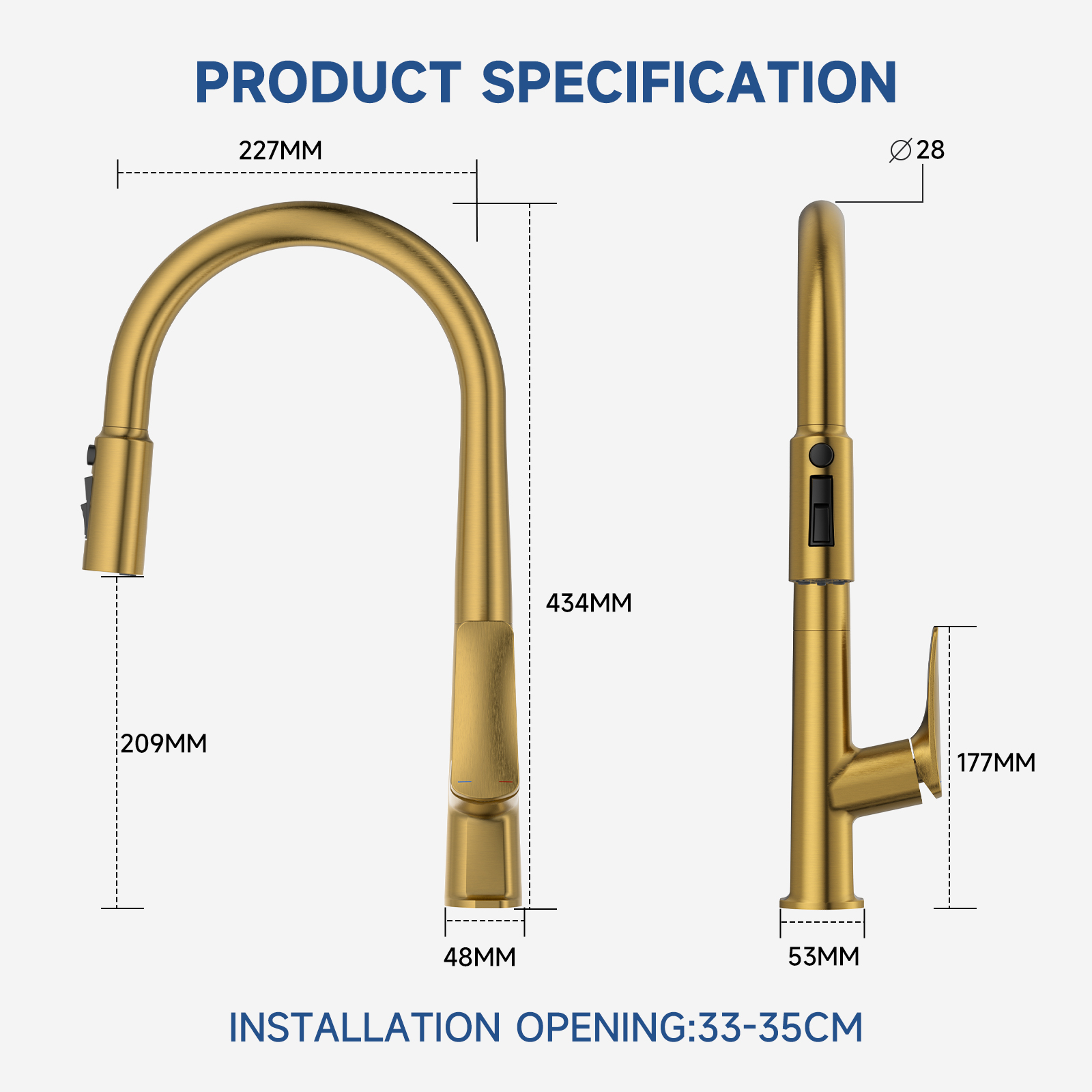 Flower-Pattern Pull-Down Kitchen Faucet