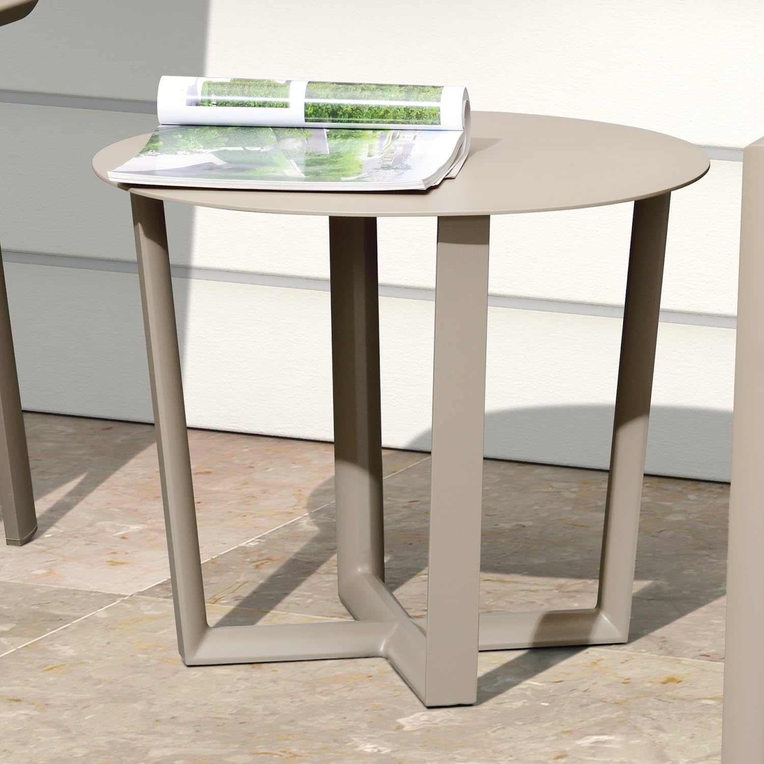 Round Aluminum Side Table - 21.7