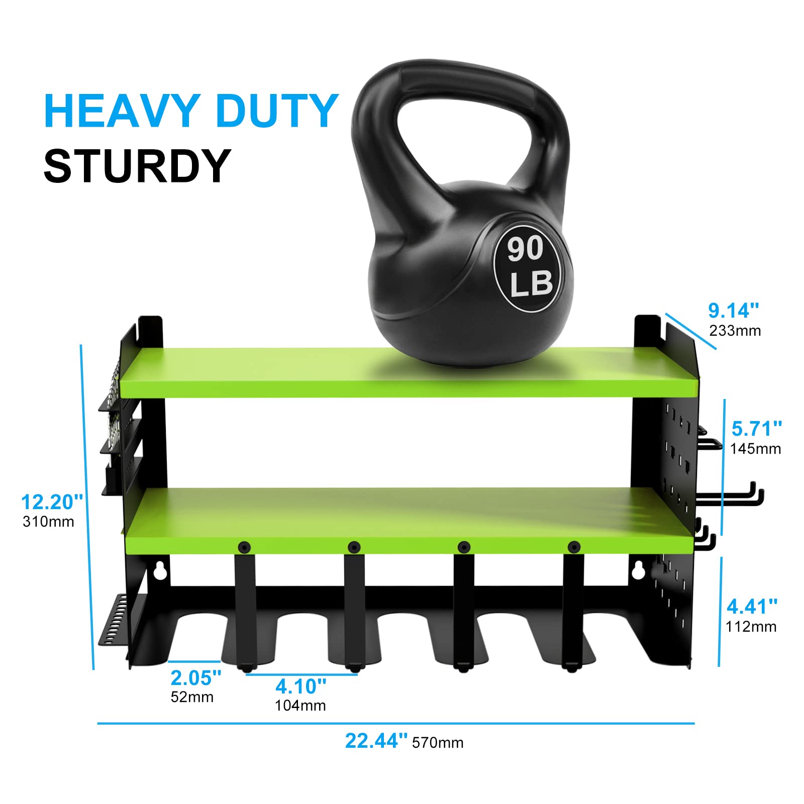 5-Slot Wall-Mounted Drill Organizer - Heavy-Duty Metal Rack for Garage/Warehouse