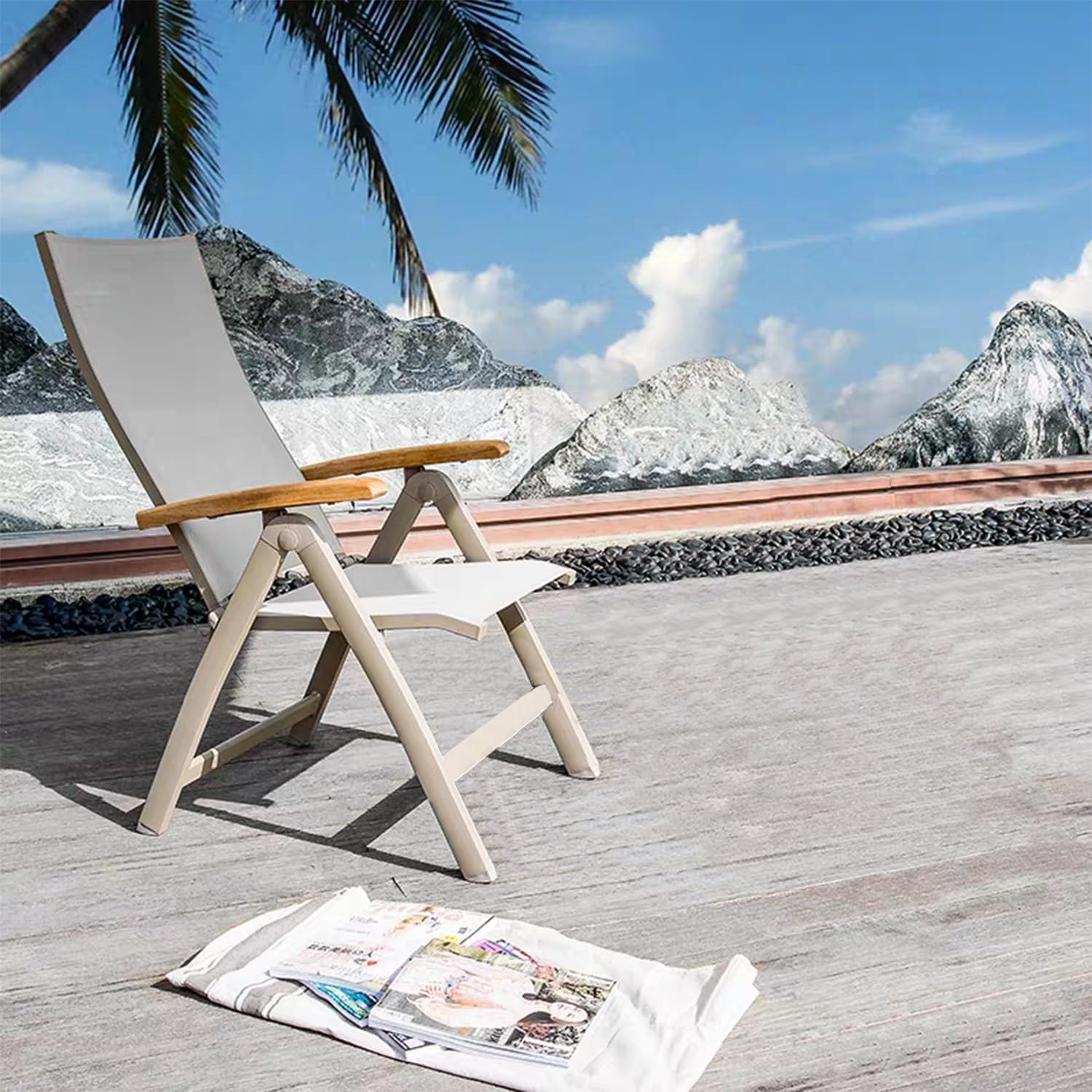 3-Piece Outdoor Bistro Set - Stackable Rattan Chairs (Light Grey)​