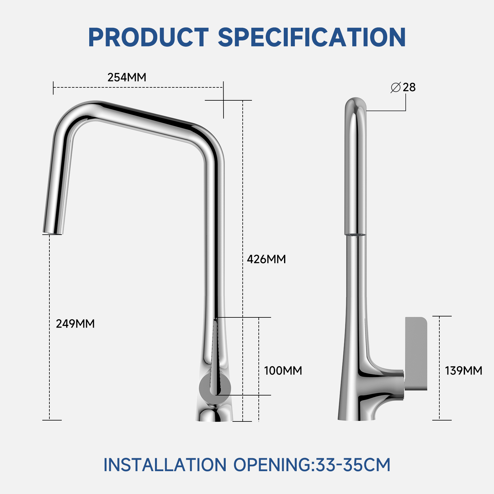 7-Shaped Pull-Down Kitchen Faucet (Model B63)
