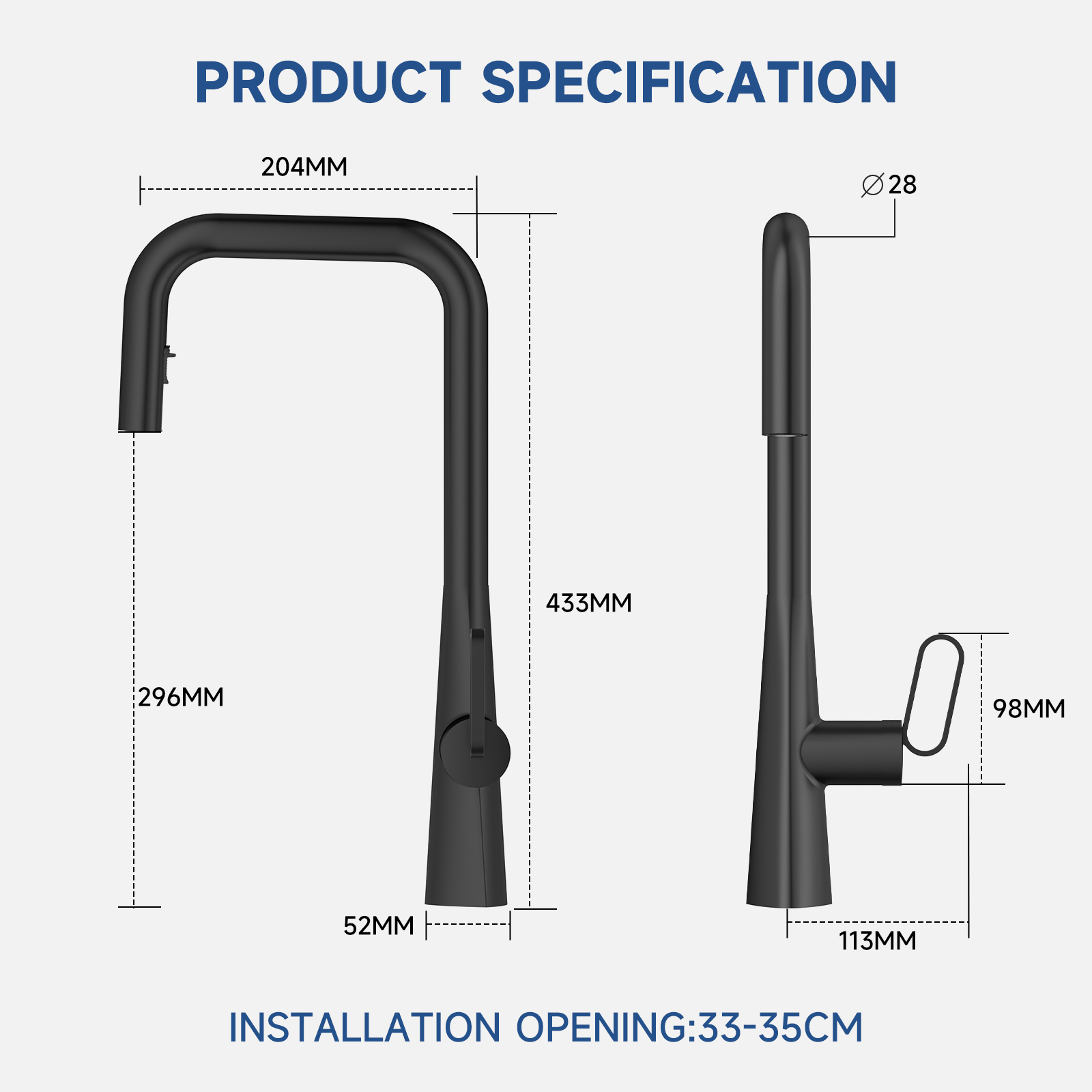 7-Shape Pull-Down Kitchen Faucet (Model: KP3808L)