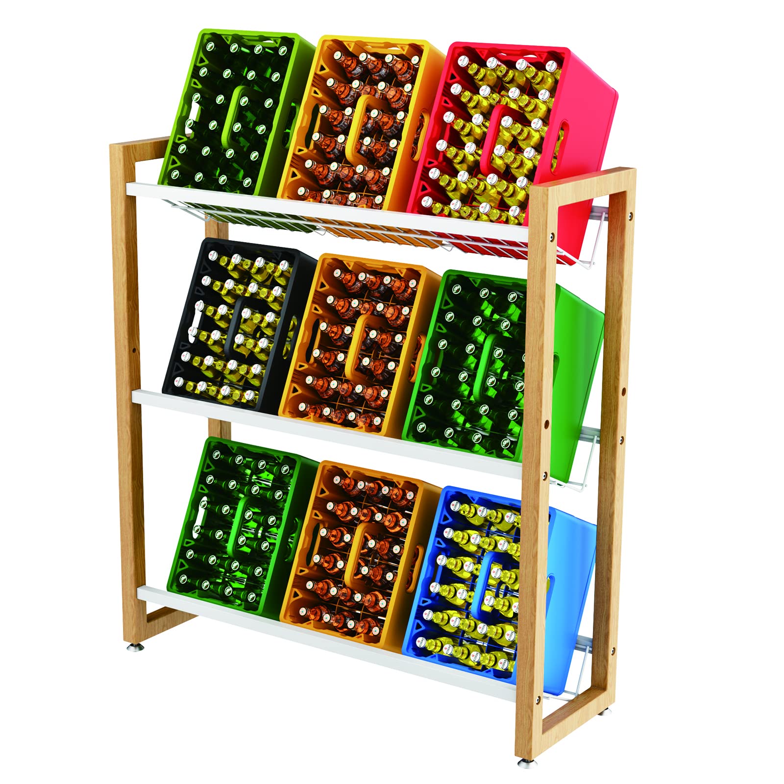 Adjustable Beverage Crate Rack - Holds 9-12 Crates (Metal Grid Design)