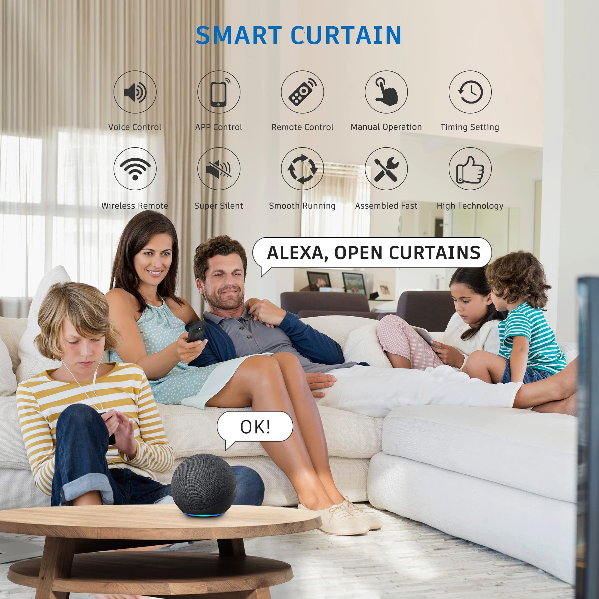 Smart Curtain Track System - Motorized & Voice Controlled (88