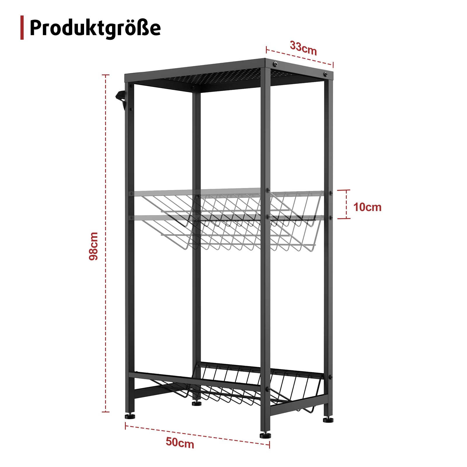 Black Metal Beverage Crate Rack - Adjustable 6-8 Crate Storage (103cm, with Cover Plate)​