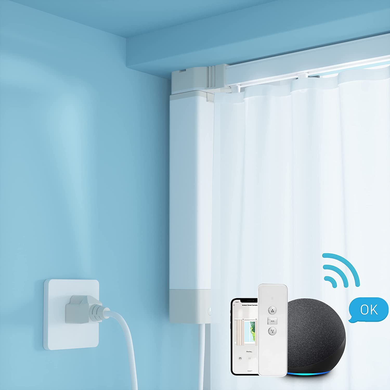 Smart Curtain Track System - Motorized & Voice Controlled (88