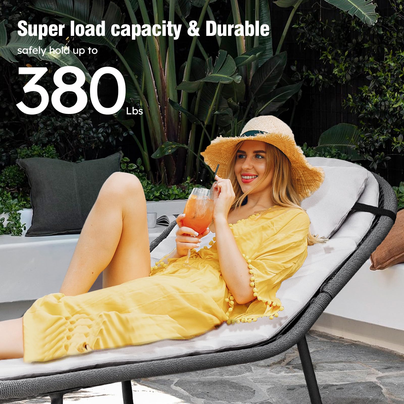 2-Piece Outdoor Chaise Lounge Set with Cushions (Light Grey)​