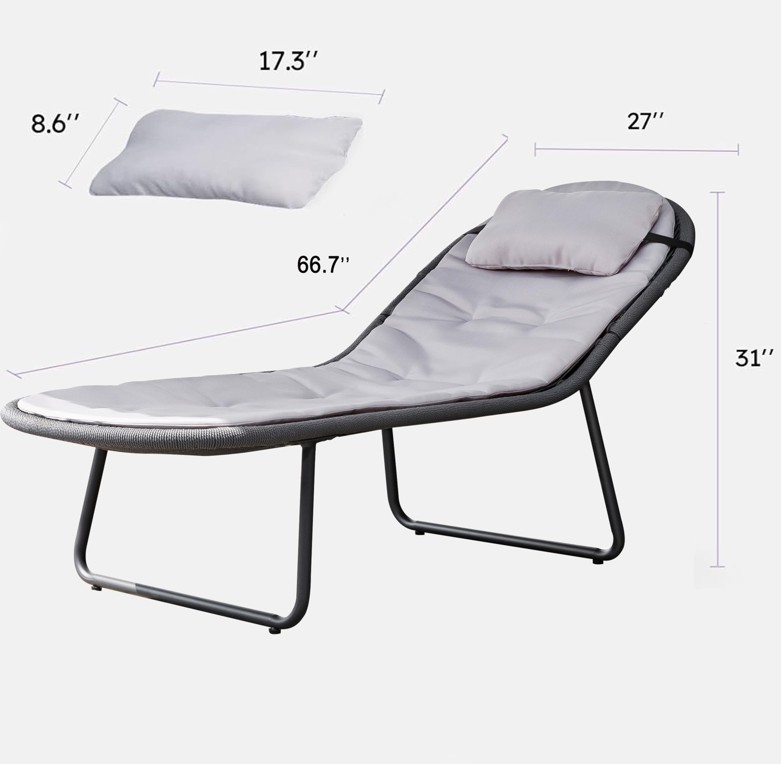 2-Piece Outdoor Chaise Lounge Set with Cushions (Light Grey)​