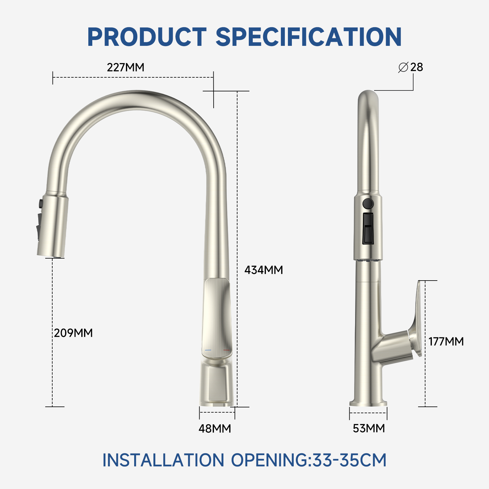 Flower-Pattern Pull-Down Kitchen Faucet