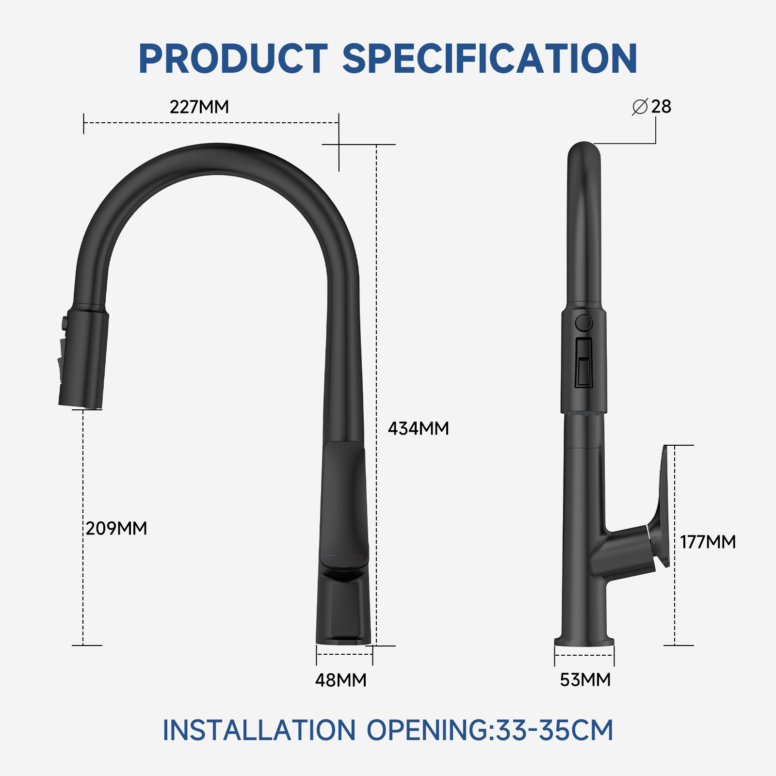 Flower-Pattern Pull-Down Kitchen Faucet