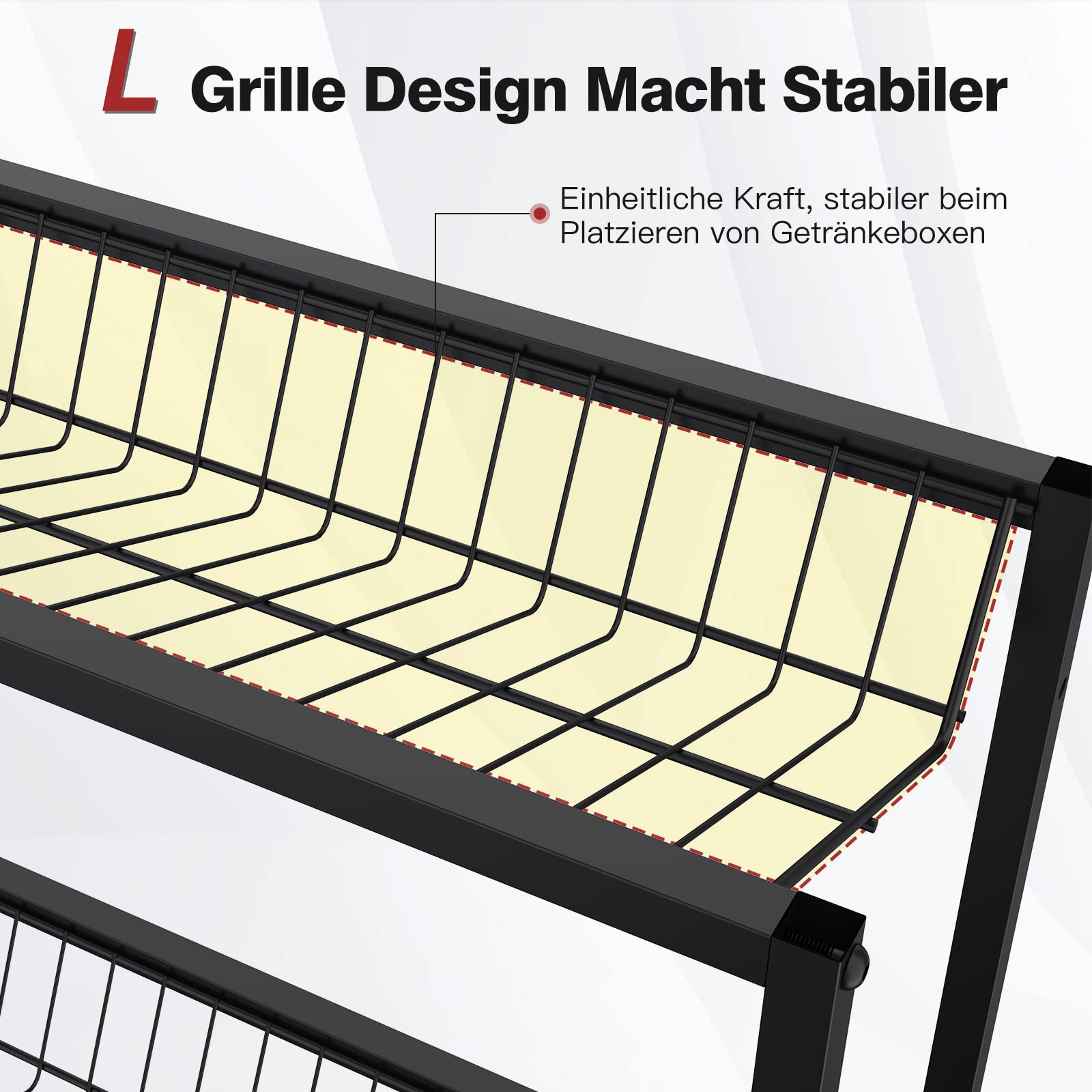 Black Metal Beverage Crate Rack - Adjustable 6-8 Crate Storage (103cm, with Cover Plate)​