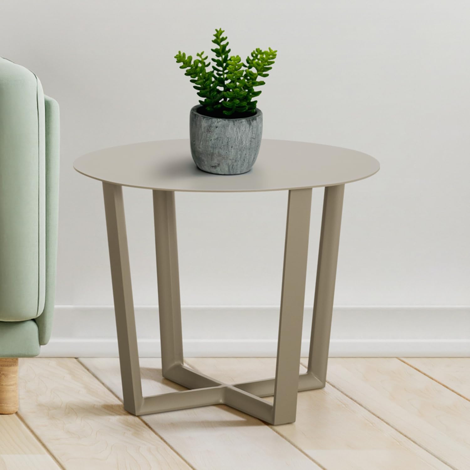Round Aluminum Side Table - 21.7