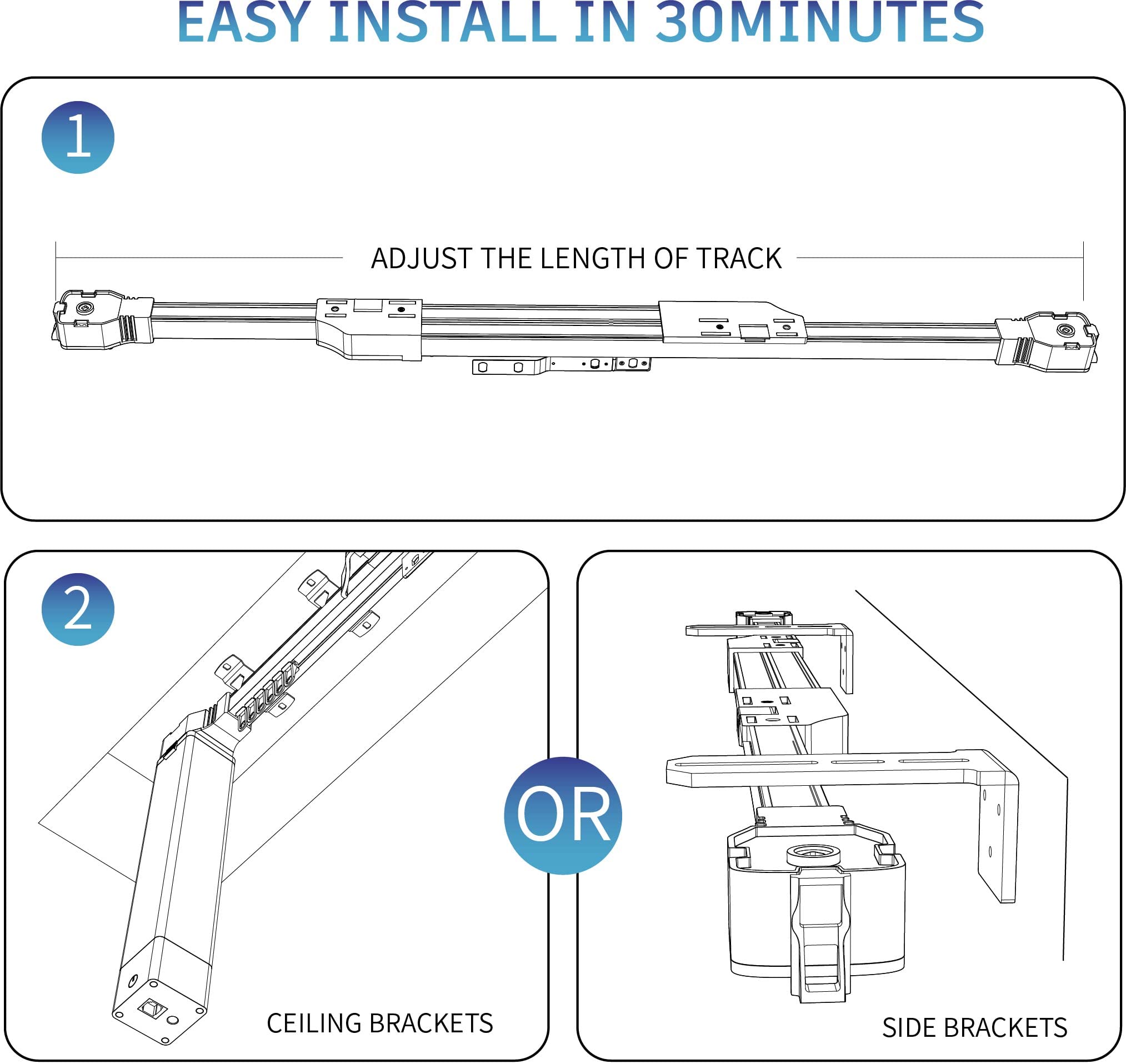 Smart Curtain Track System - Motorized & Voice Controlled (88