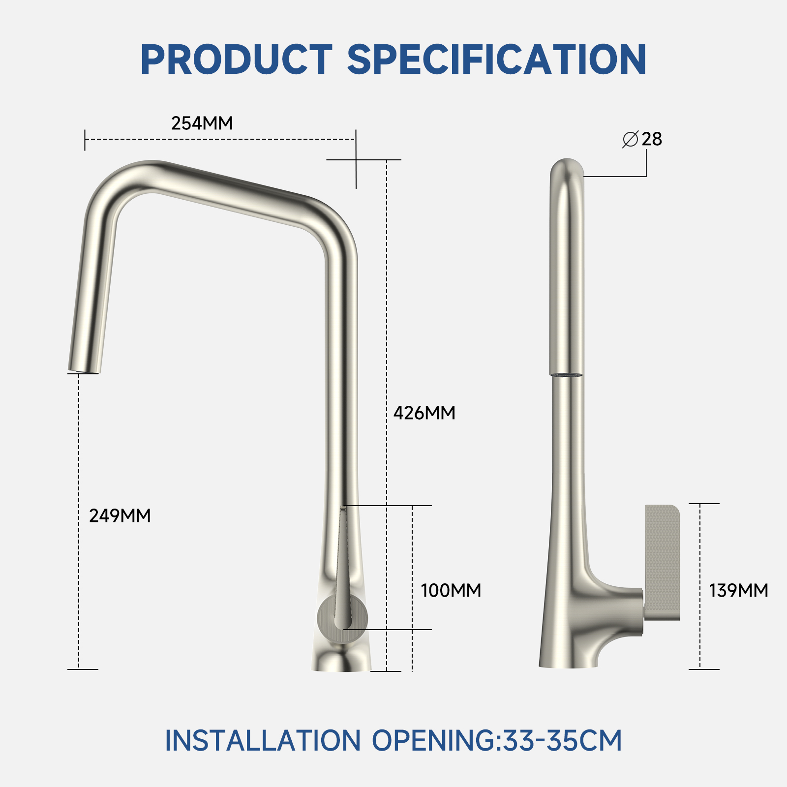 7-Shaped Pull-Down Kitchen Faucet (Model B63)