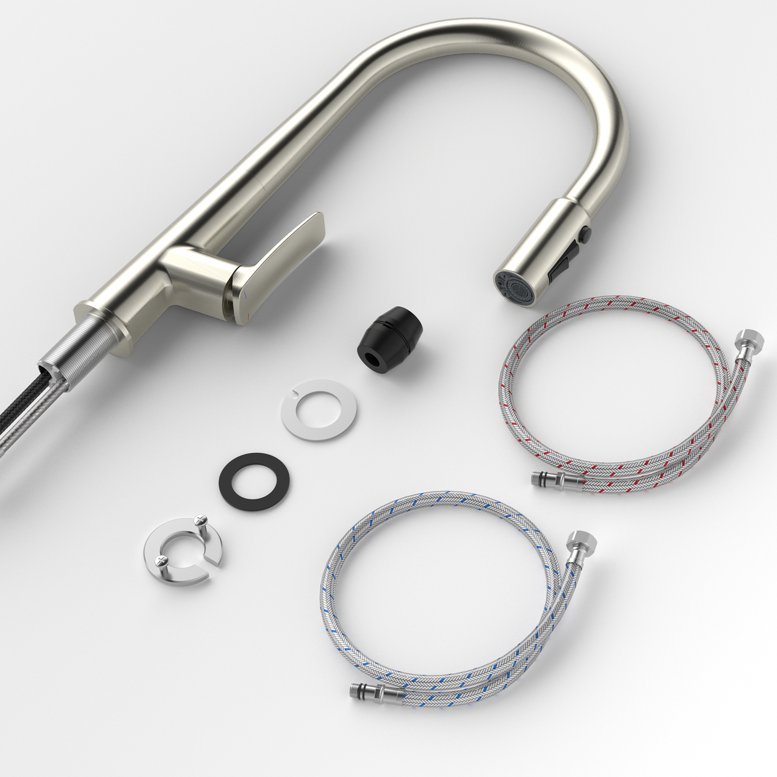 Flower-Pattern Pull-Down Kitchen Faucet