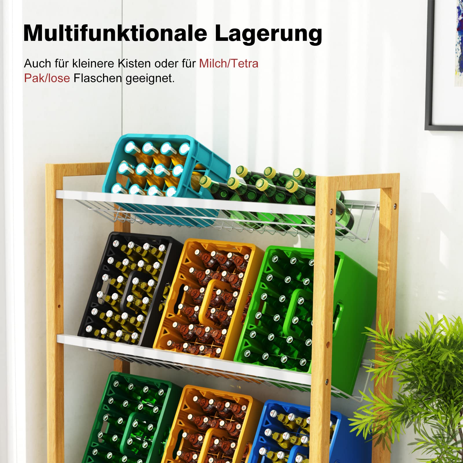 Adjustable Beverage Crate Rack - Holds 9-12 Crates (Metal Grid Design)