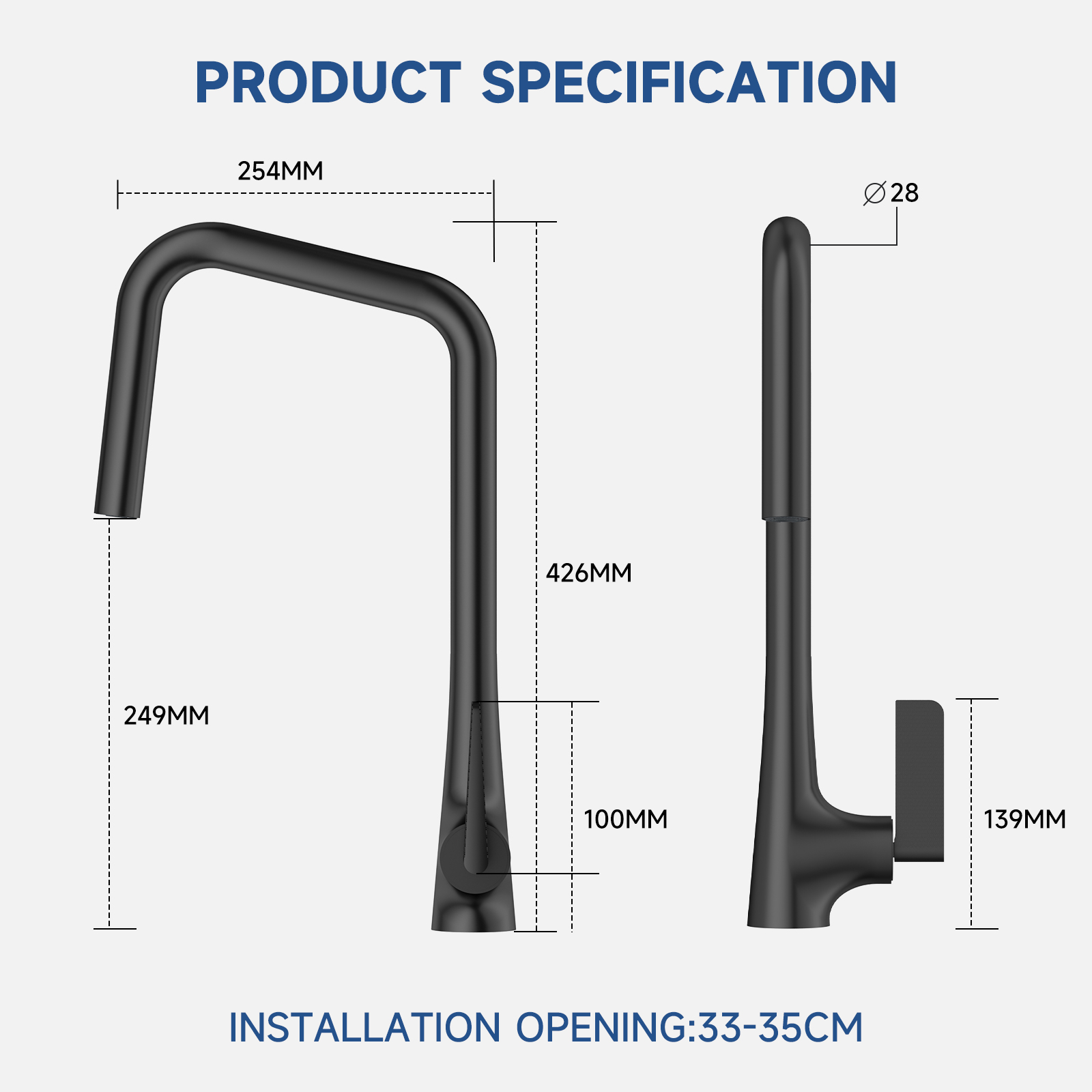 7-Shaped Pull-Down Kitchen Faucet (Model B63)