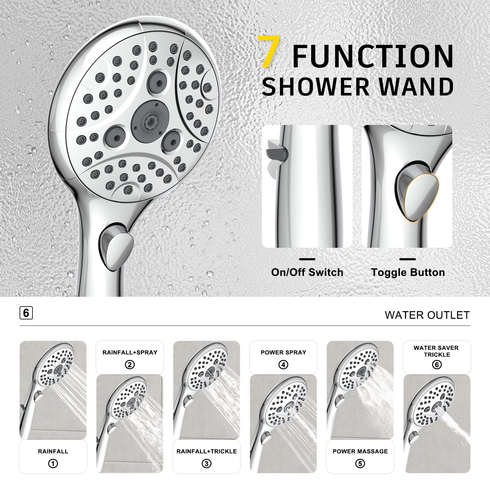 9 Inch Wall-Mounted Rain Shower Head With Tubspout