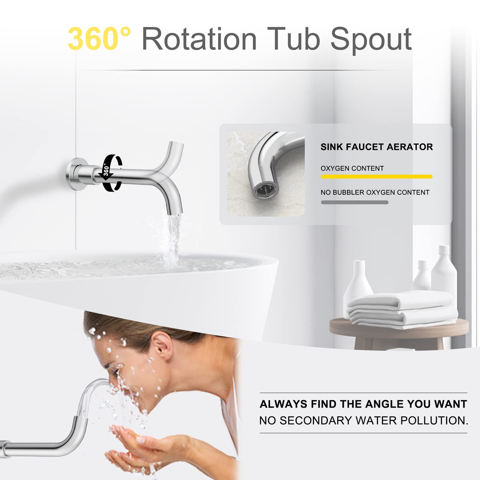 9 Inch Wall-Mounted Rain Shower Head With Tubspout