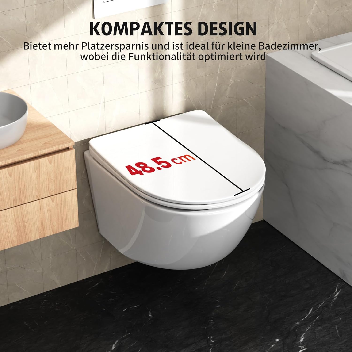 Hanging Toilet Rimless Toilet - Strong Flush Toilet Bowl Including Toilet Seat Soft