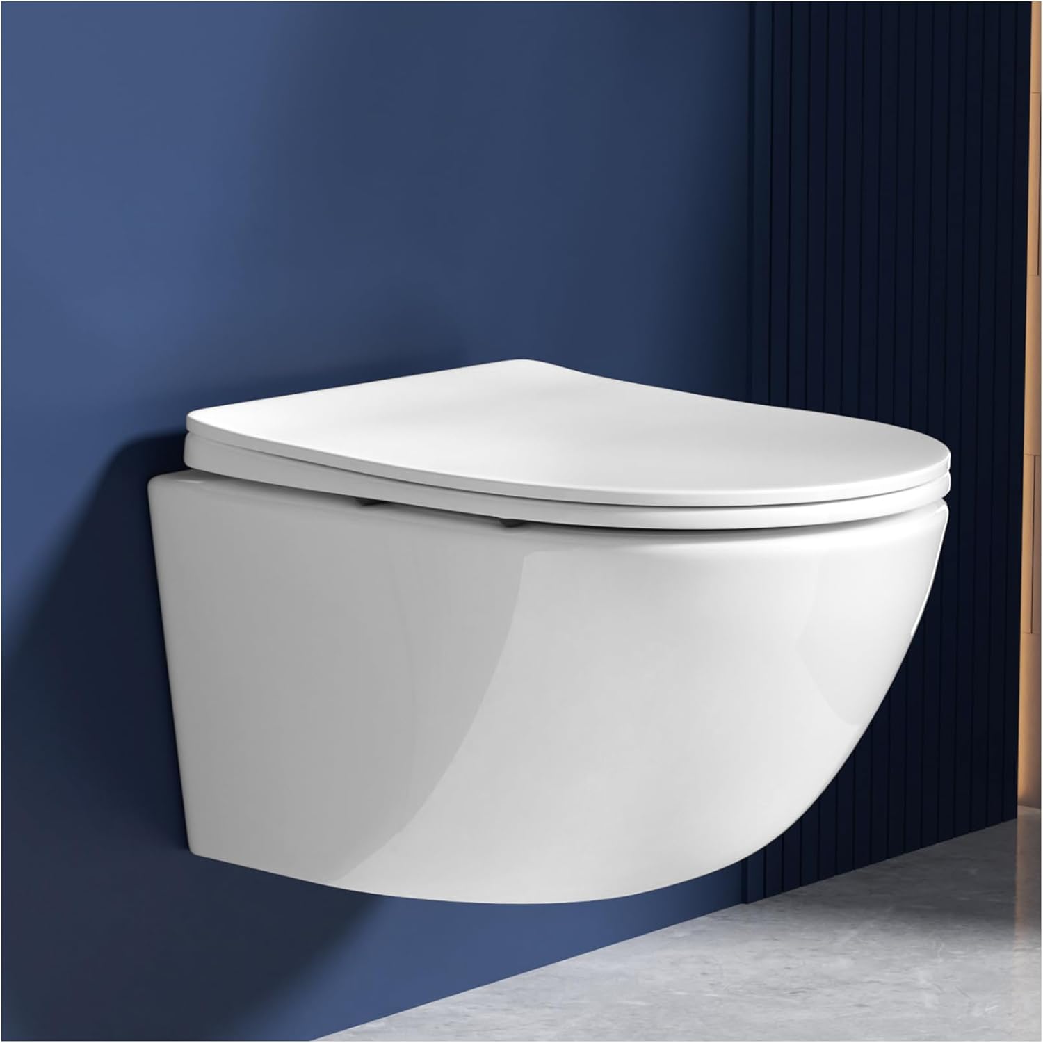 Hanging Toilet Rimless Toilet - Strong Flush Toilet Bowl Including Toilet Seat Soft