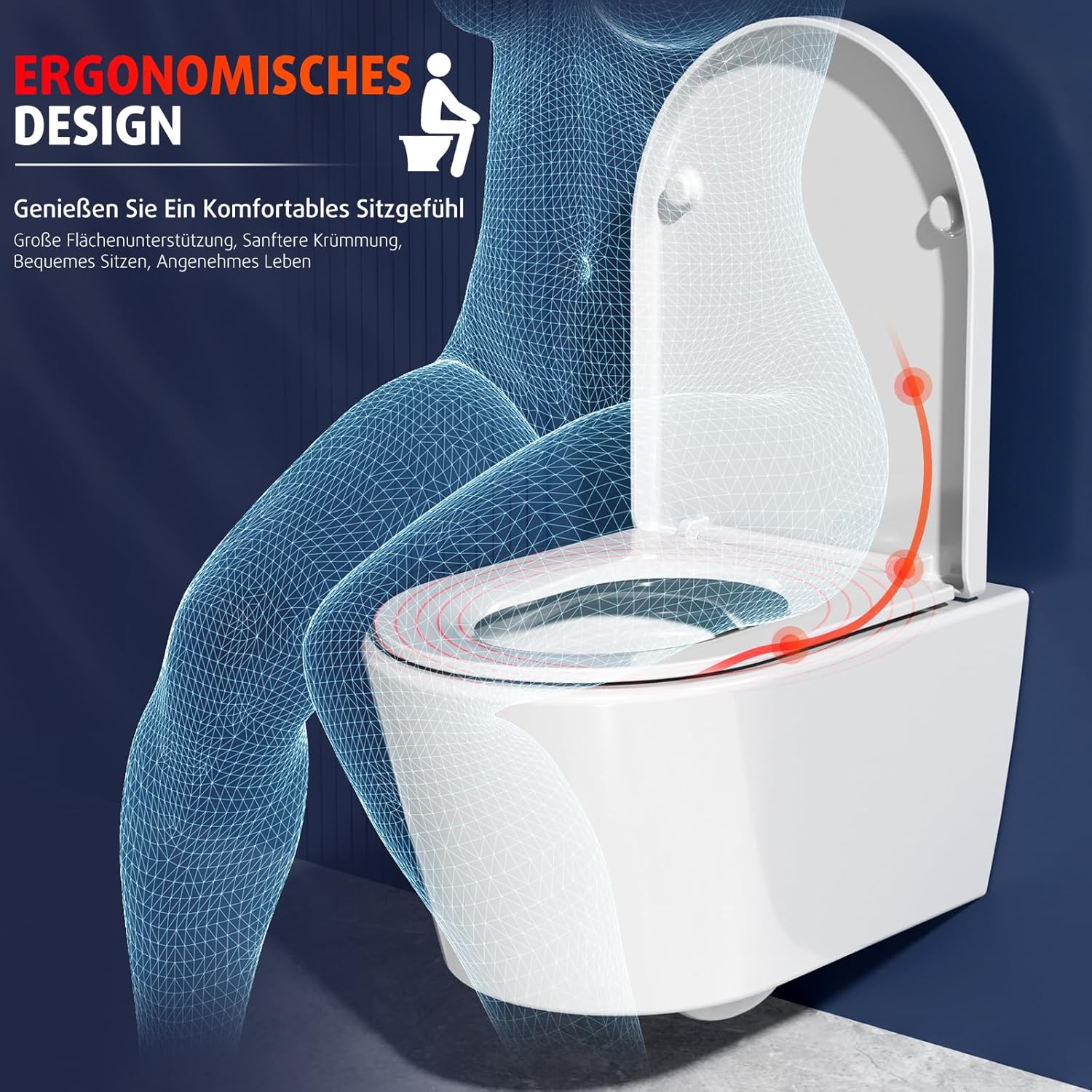 Hanging Toilet Rimless Toilet - 360° Single Hole Superspin Flush Wall Toilet Basin