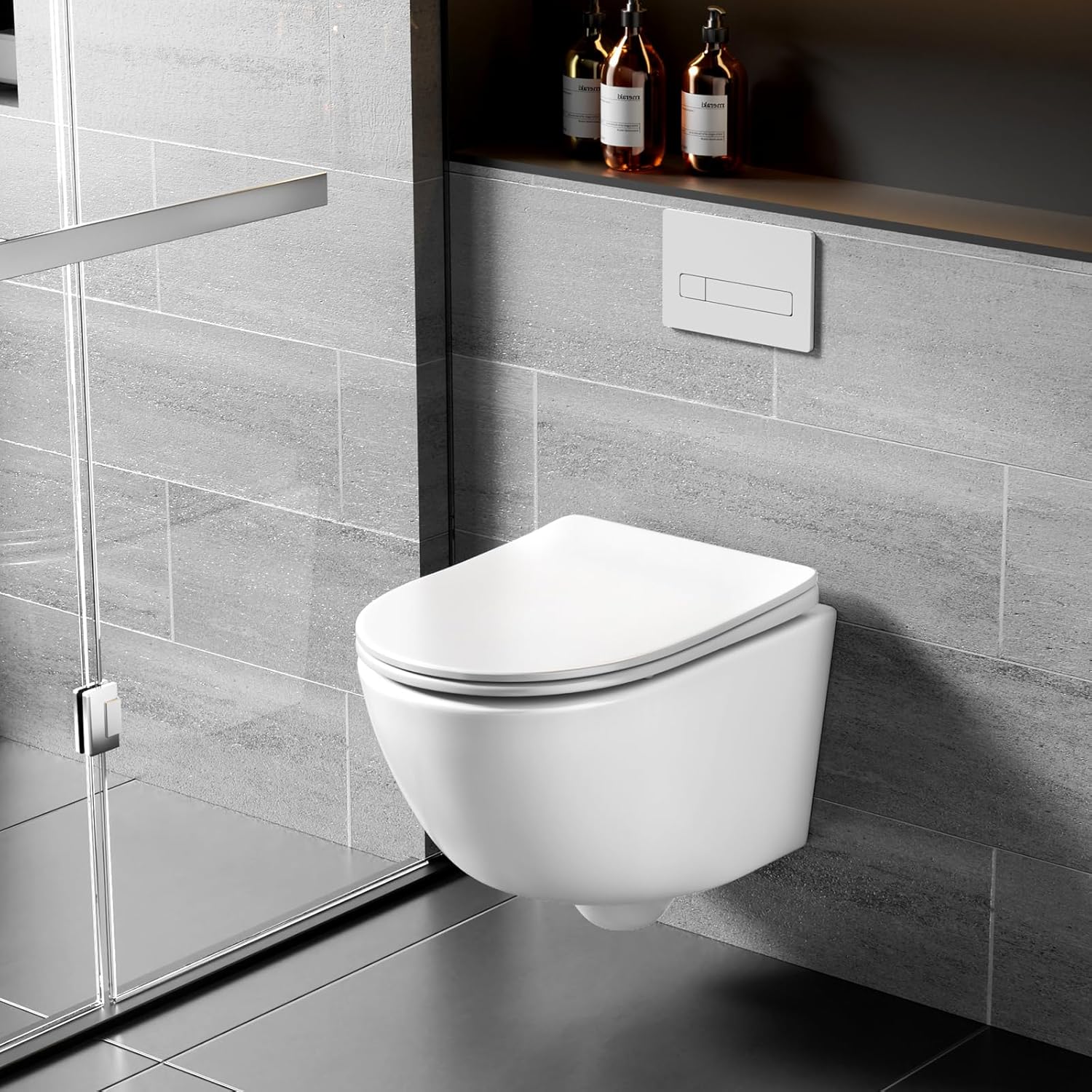 Hanging Toilet Rimless Toilet - Strong Flush Toilet Bowl Including Toilet Seat Soft