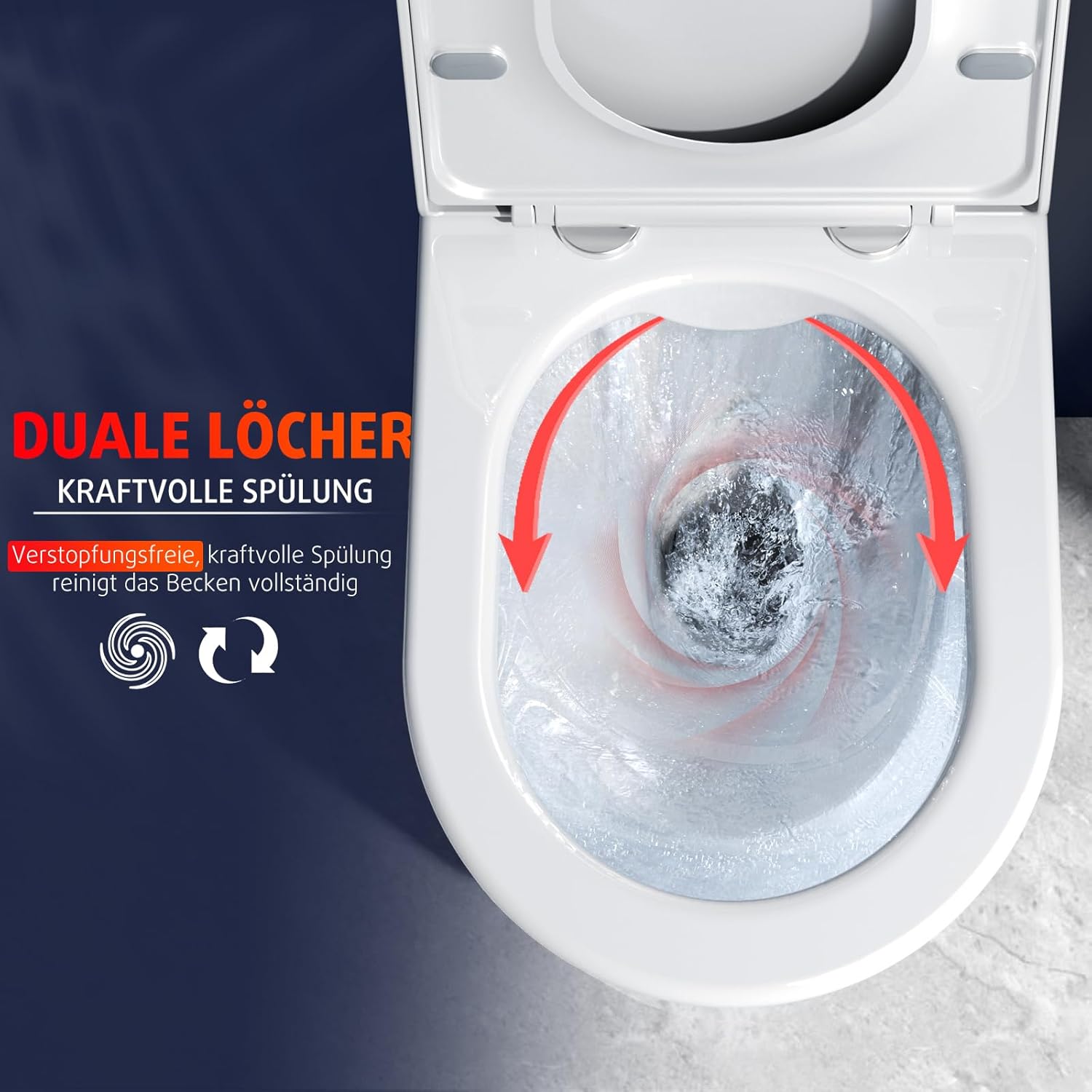 Hanging Toilet Rimless Toilet - 360° Single Hole Superspin Flush Wall Toilet Basin