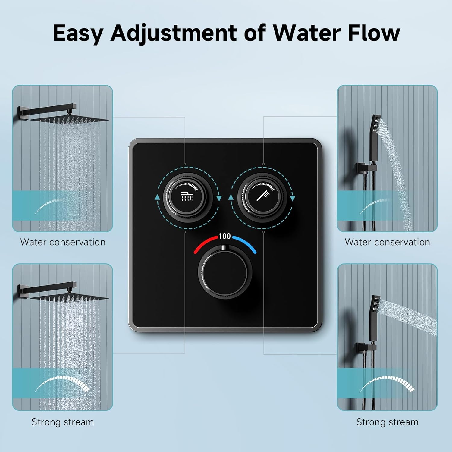 SR SUN RISE 100℉ Thermostatic Shower System,12