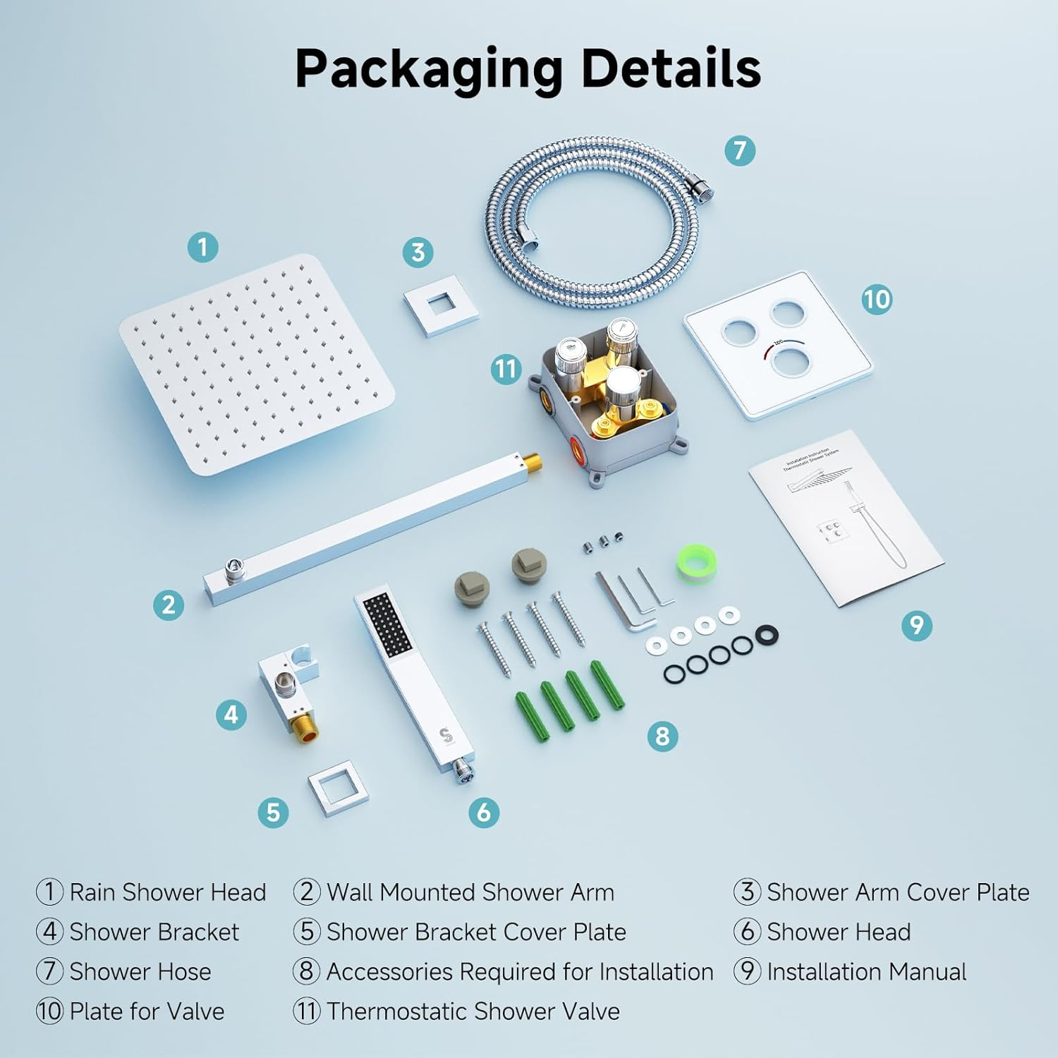 SR SUN RISE 100℉ Thermostatic Shower System,12