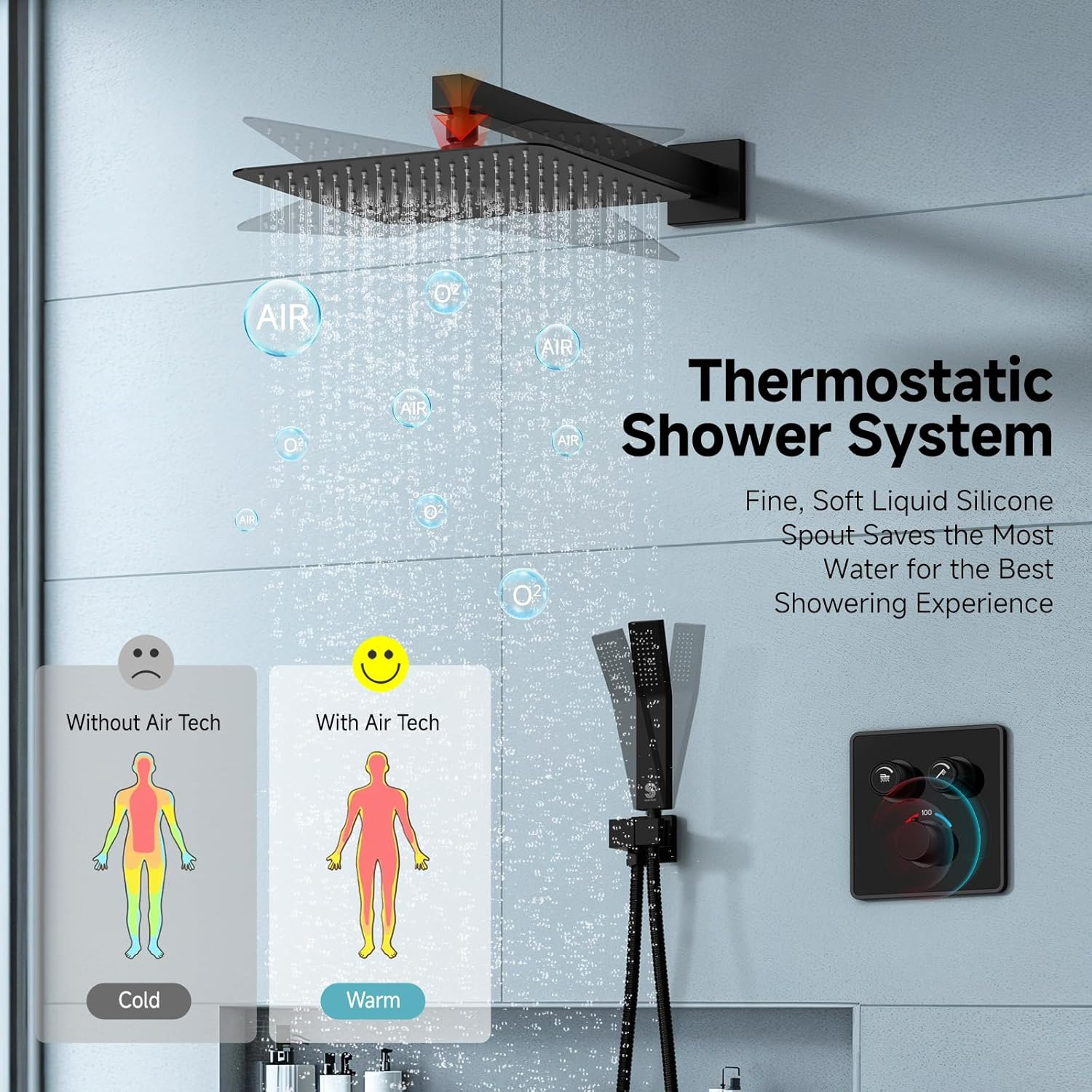 SR SUN RISE 100℉ Thermostatic Shower System,12