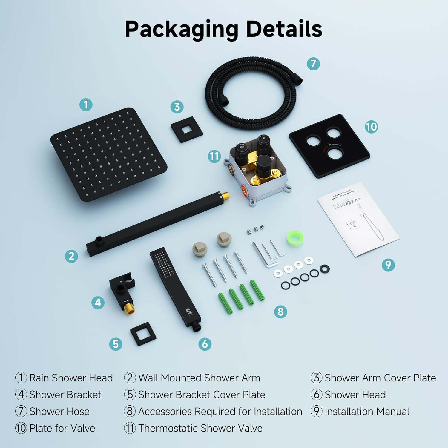 SR SUN RISE 100℉ Thermostatic Shower System,12