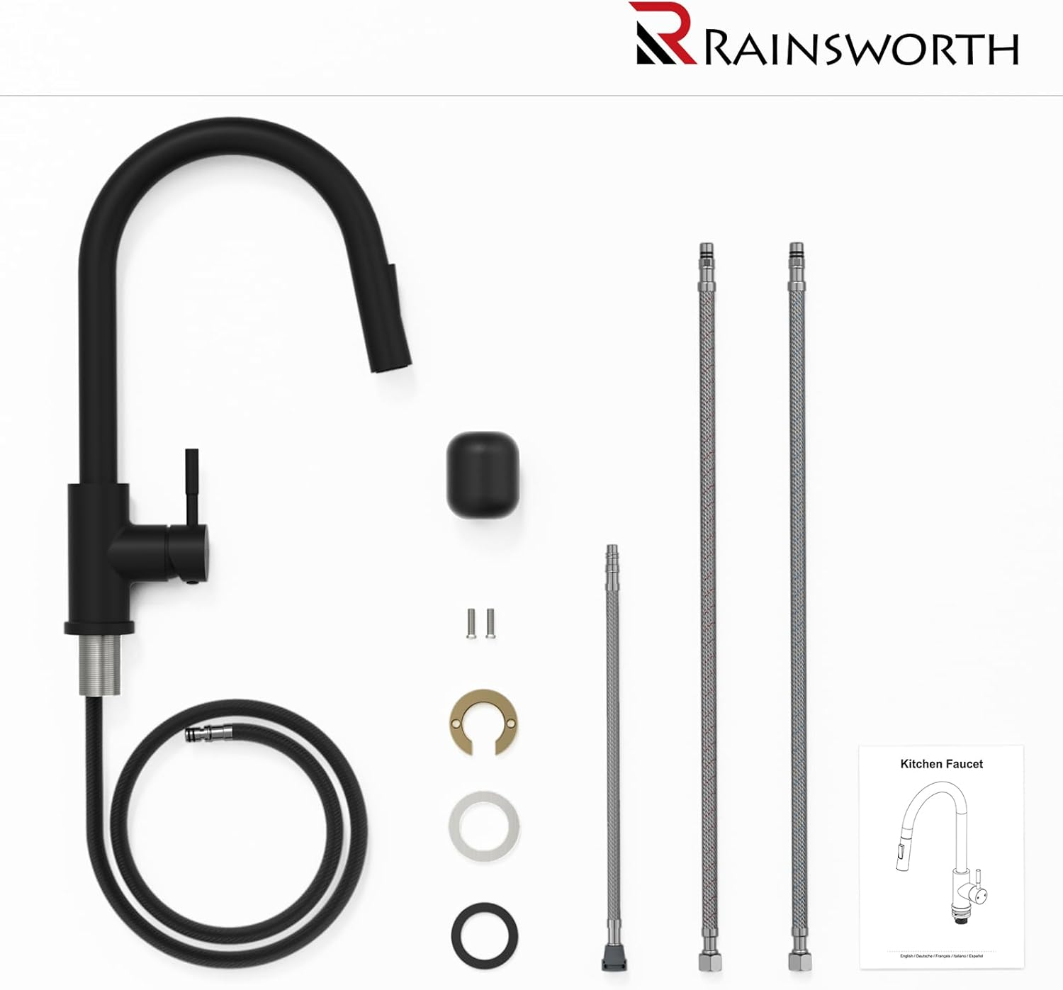 Pull-Out Sprayer Kitchen Faucet, Stainless Steel, Easy Install