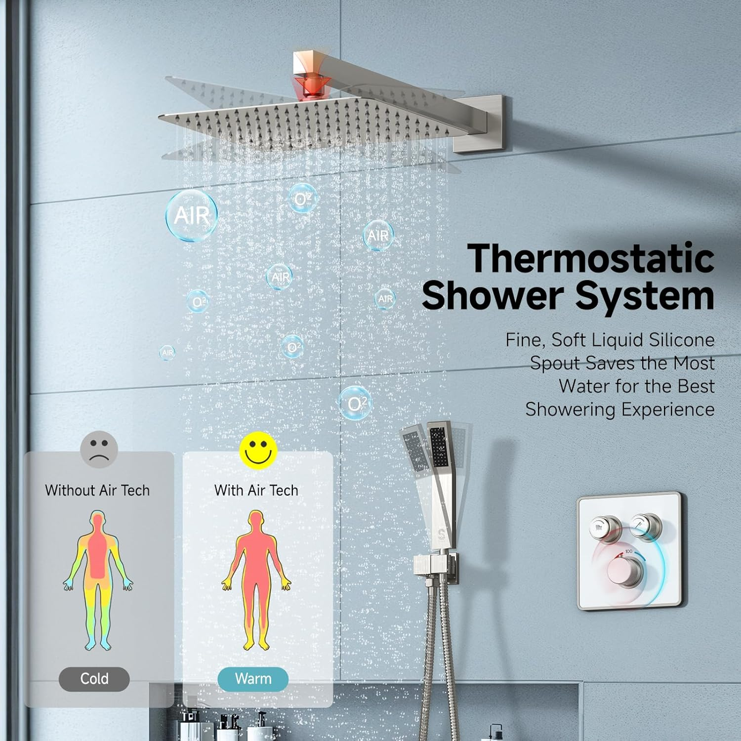 SR SUN RISE 100℉ Thermostatic Shower System,12