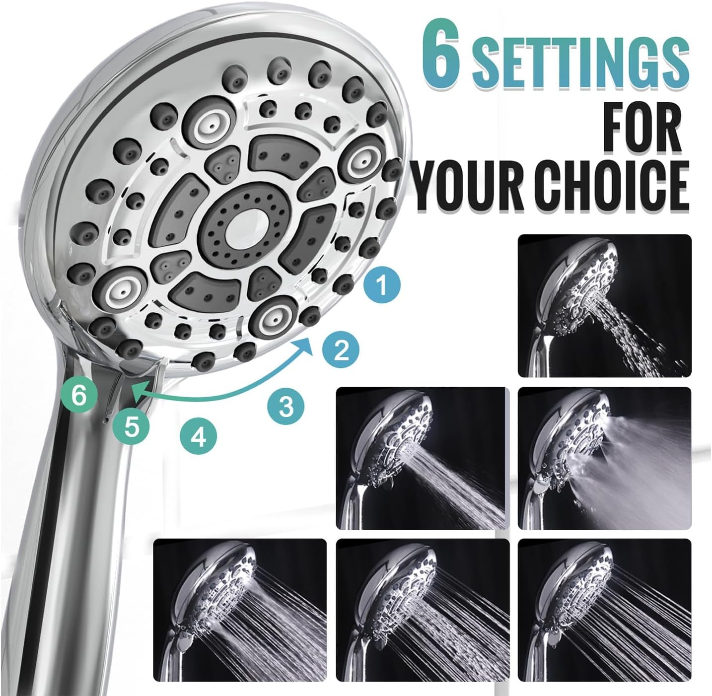 Black Shower System - 10 Inches Rain Shower Head Faucet- 6 Setting Handheld Shower Head Set- Valve Included - Matte Black