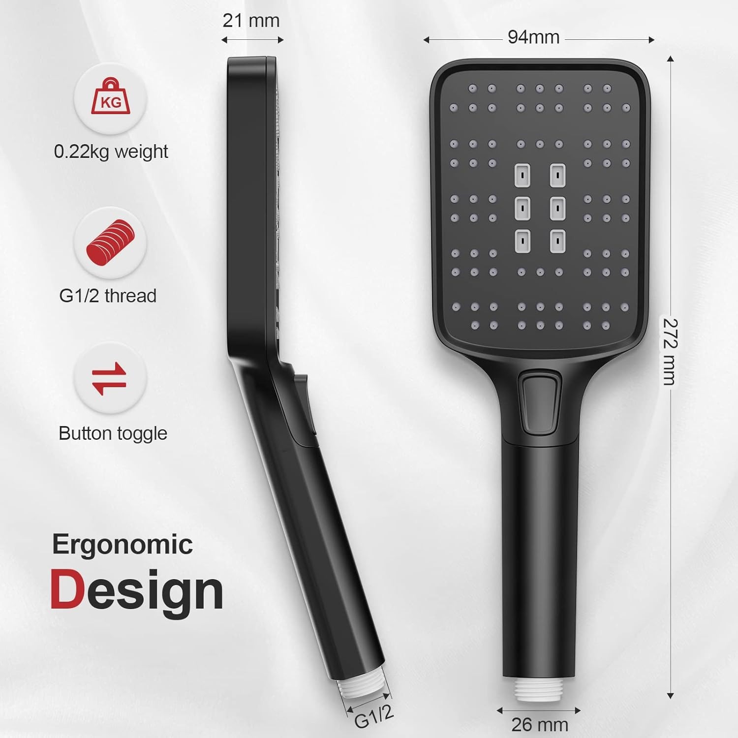 Square ABS Handheld Shower Head