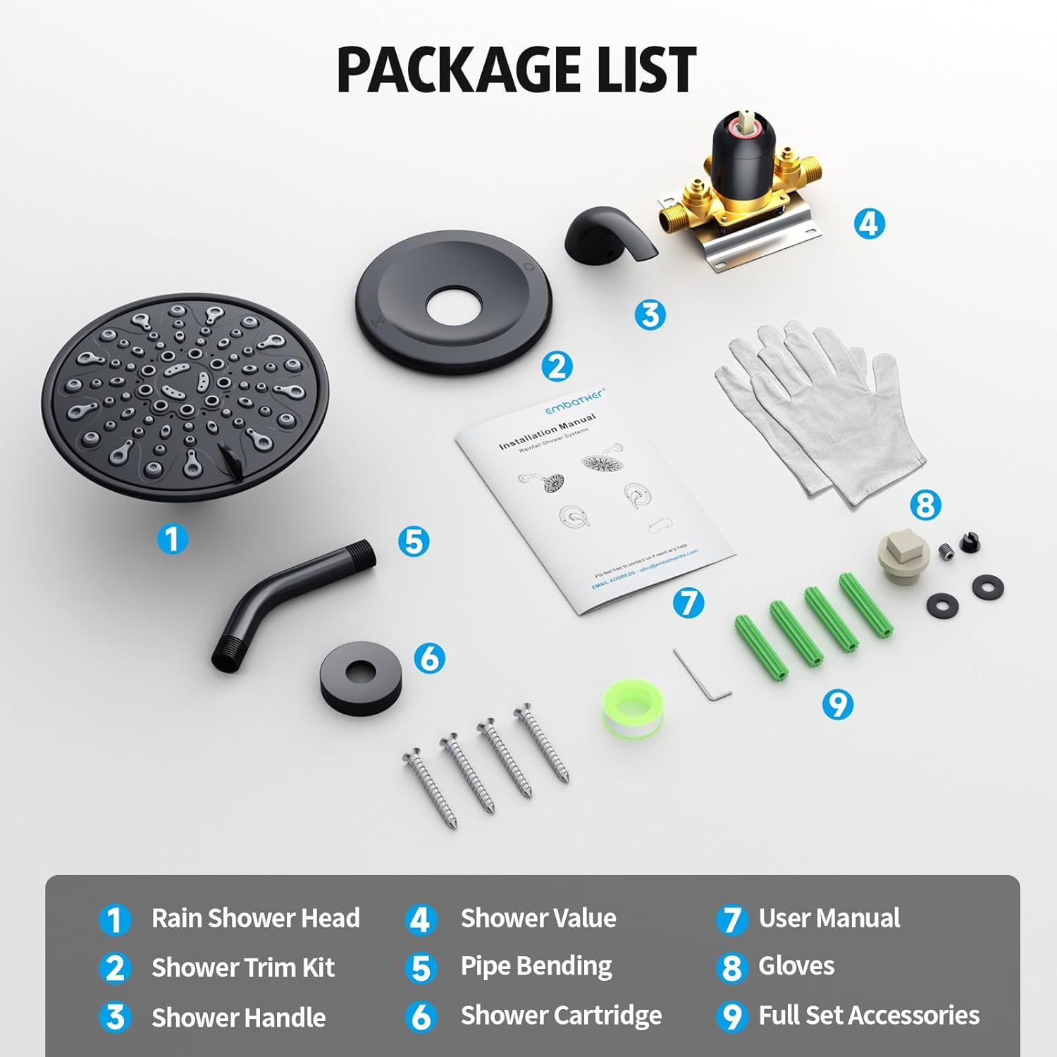 9 Inch Shower Set (Bathtub)