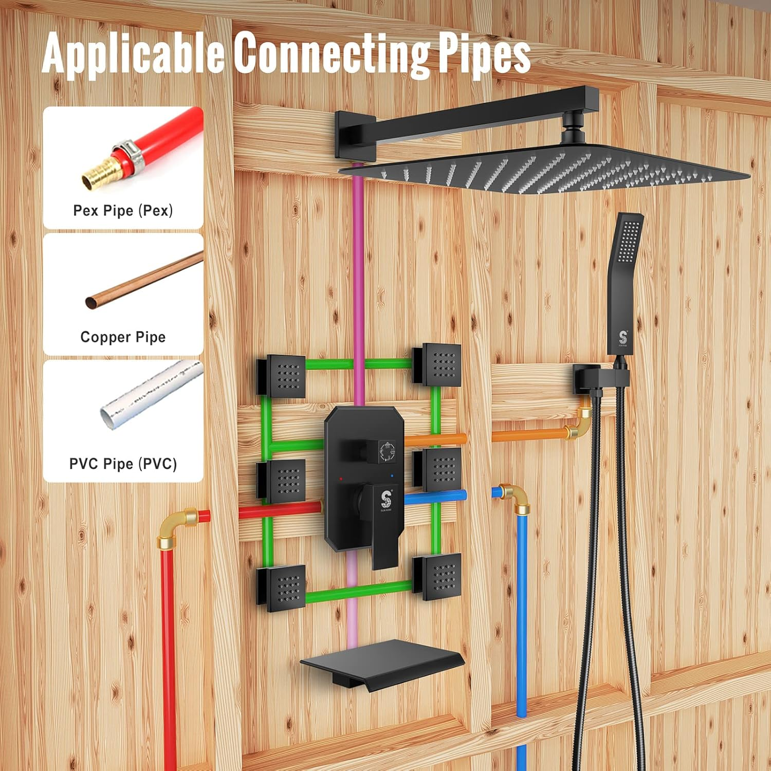 Waist Massage Spray Shower System with Tub Spout