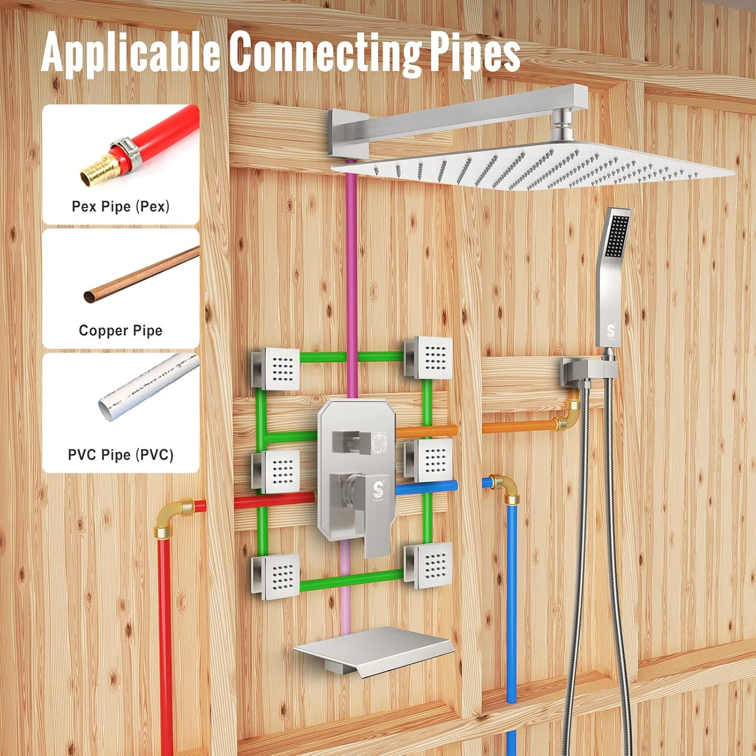 Waist Massage Spray Shower System with Tub Spout