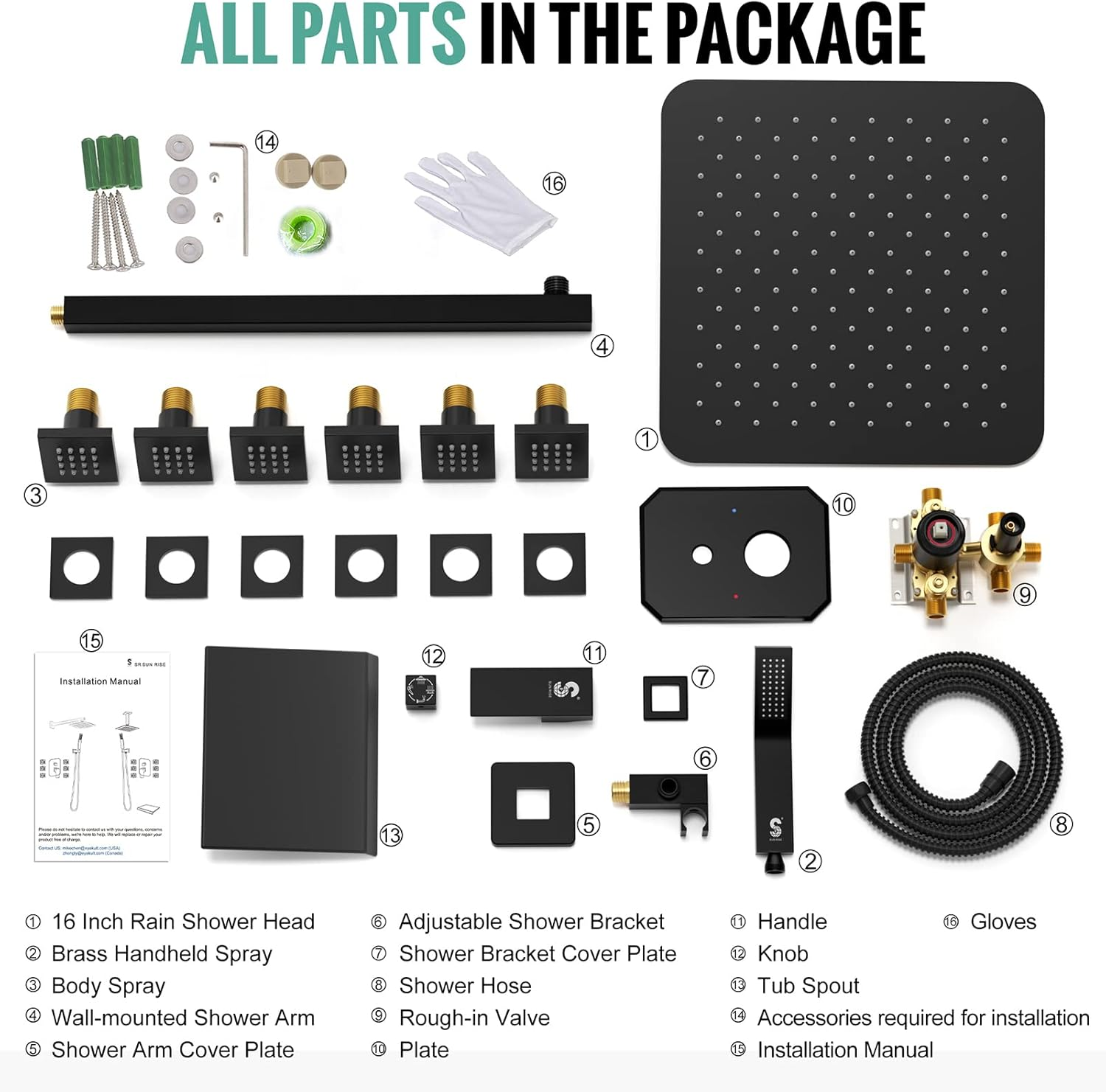 Waist Massage Spray Shower System with Tub Spout