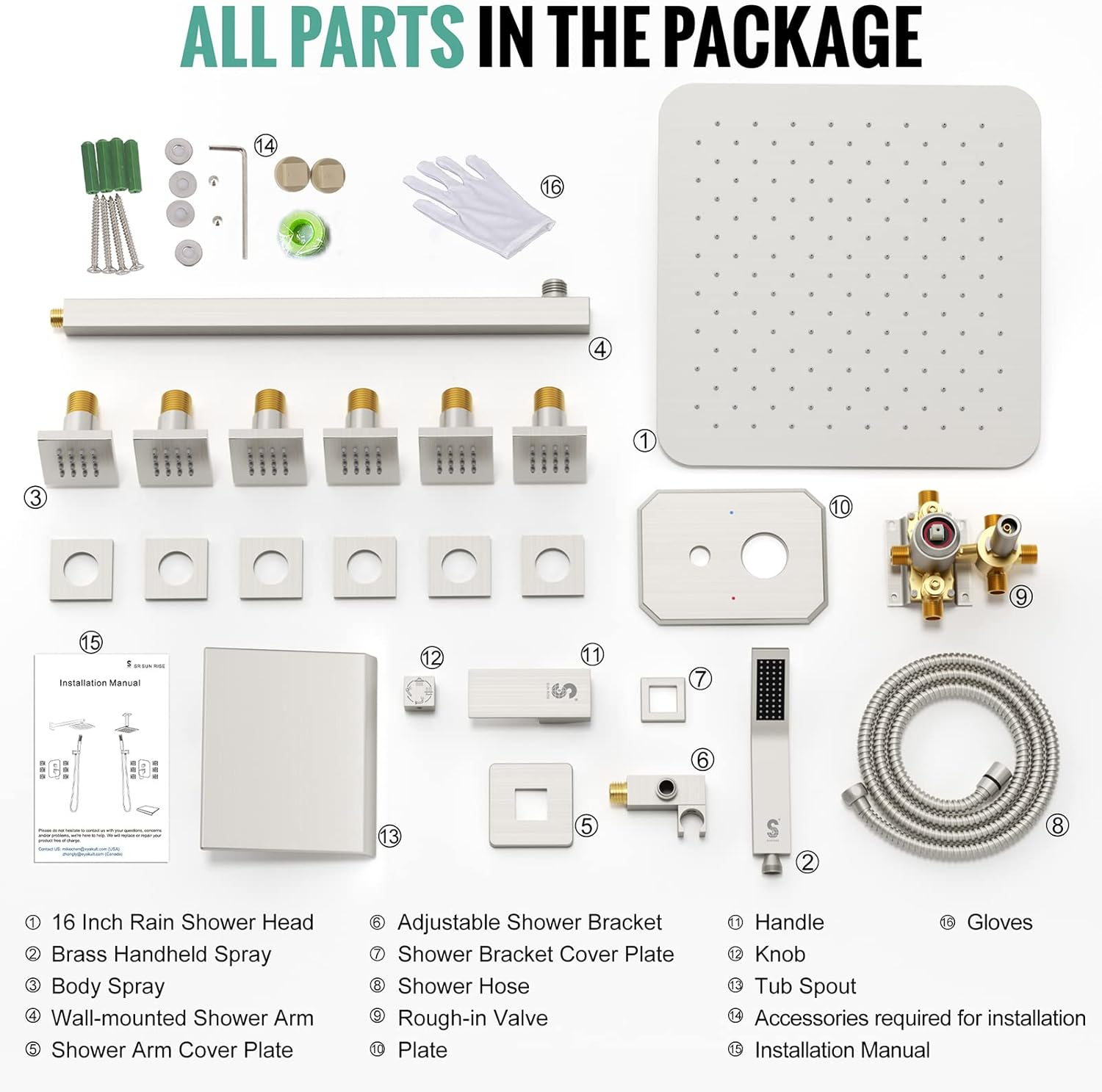 Waist Massage Spray Shower System with Tub Spout