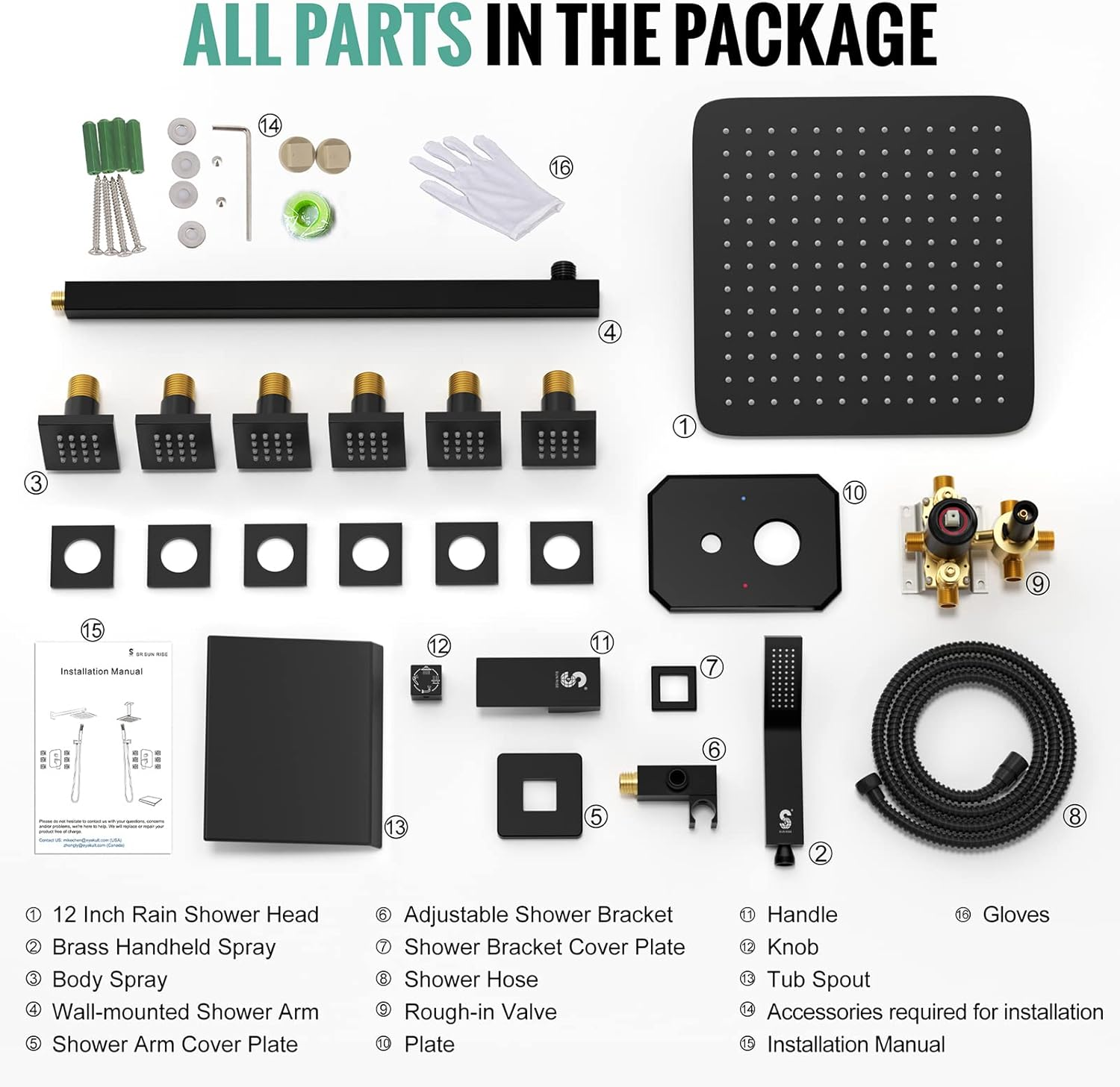 Waist Massage Spray Shower System with Tub Spout