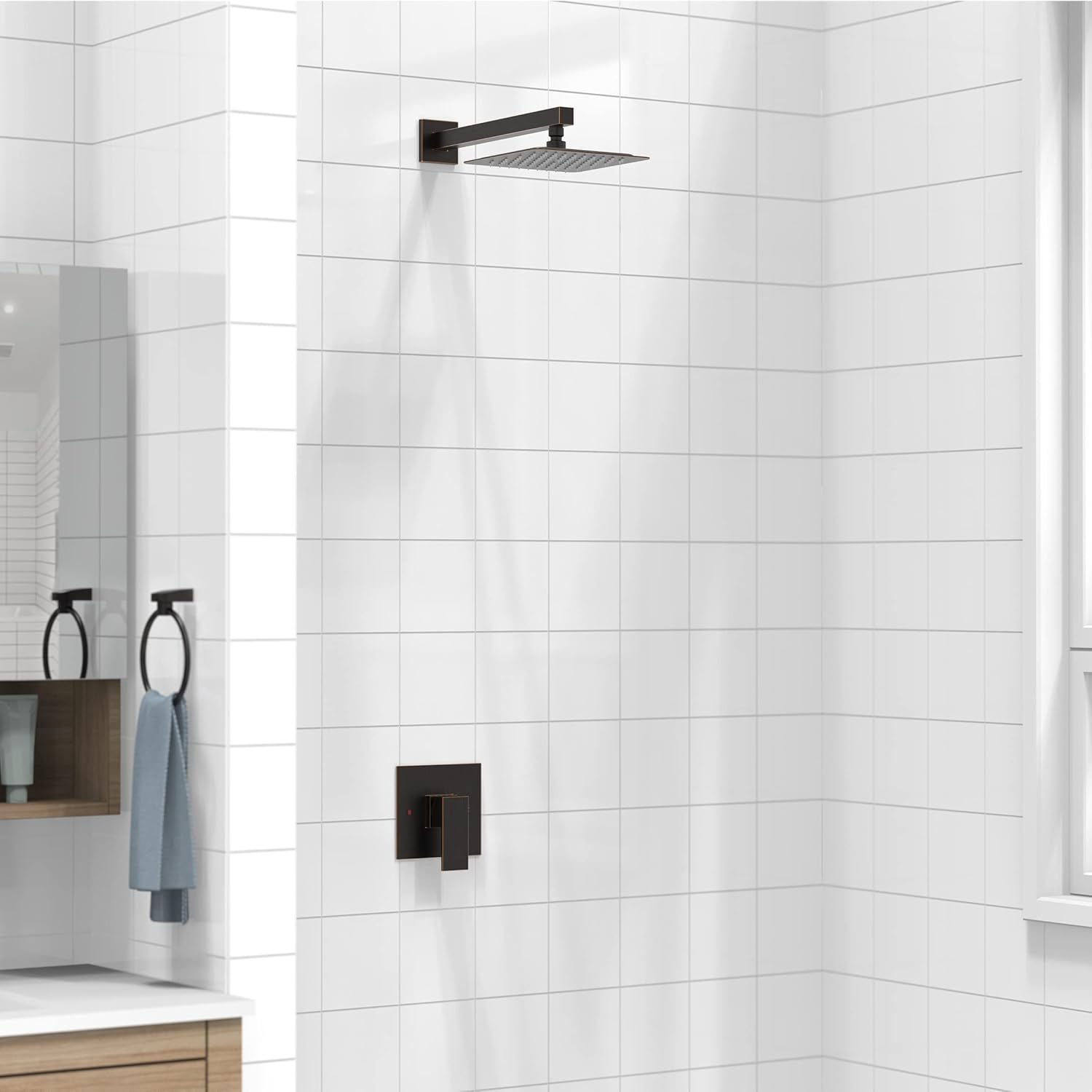 8 Inch Cross Bar Shower Kit （Square）