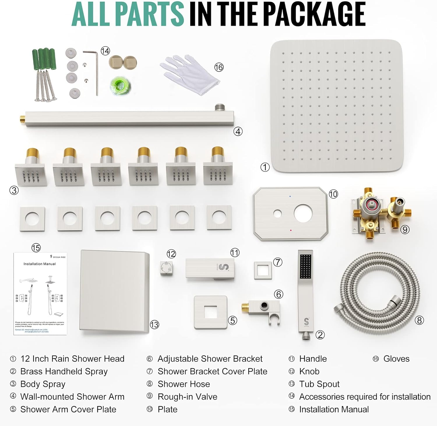 Waist Massage Spray Shower System with Tub Spout